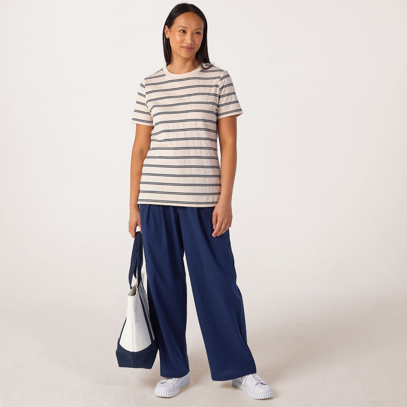 Denim & Co Textured Stripe T-shirt