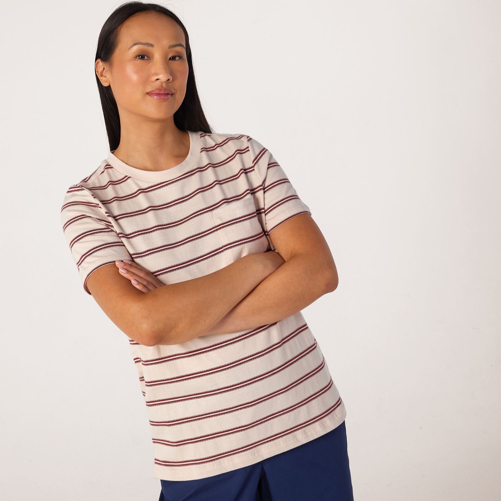 Denim & Co Textured Stripe T-shirt