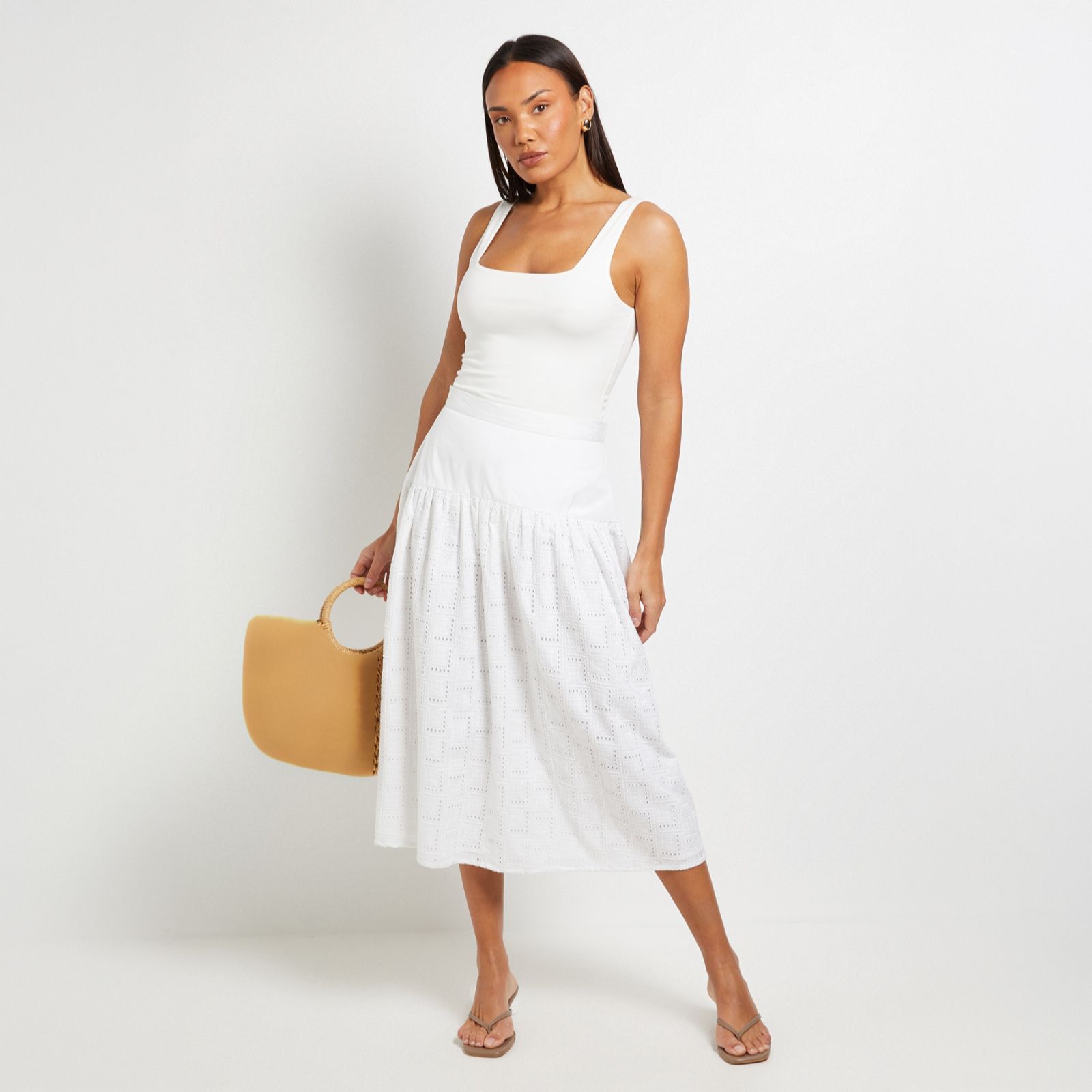 Principles 100% Cotton Broderie Midi Skirt with Elastic Waist