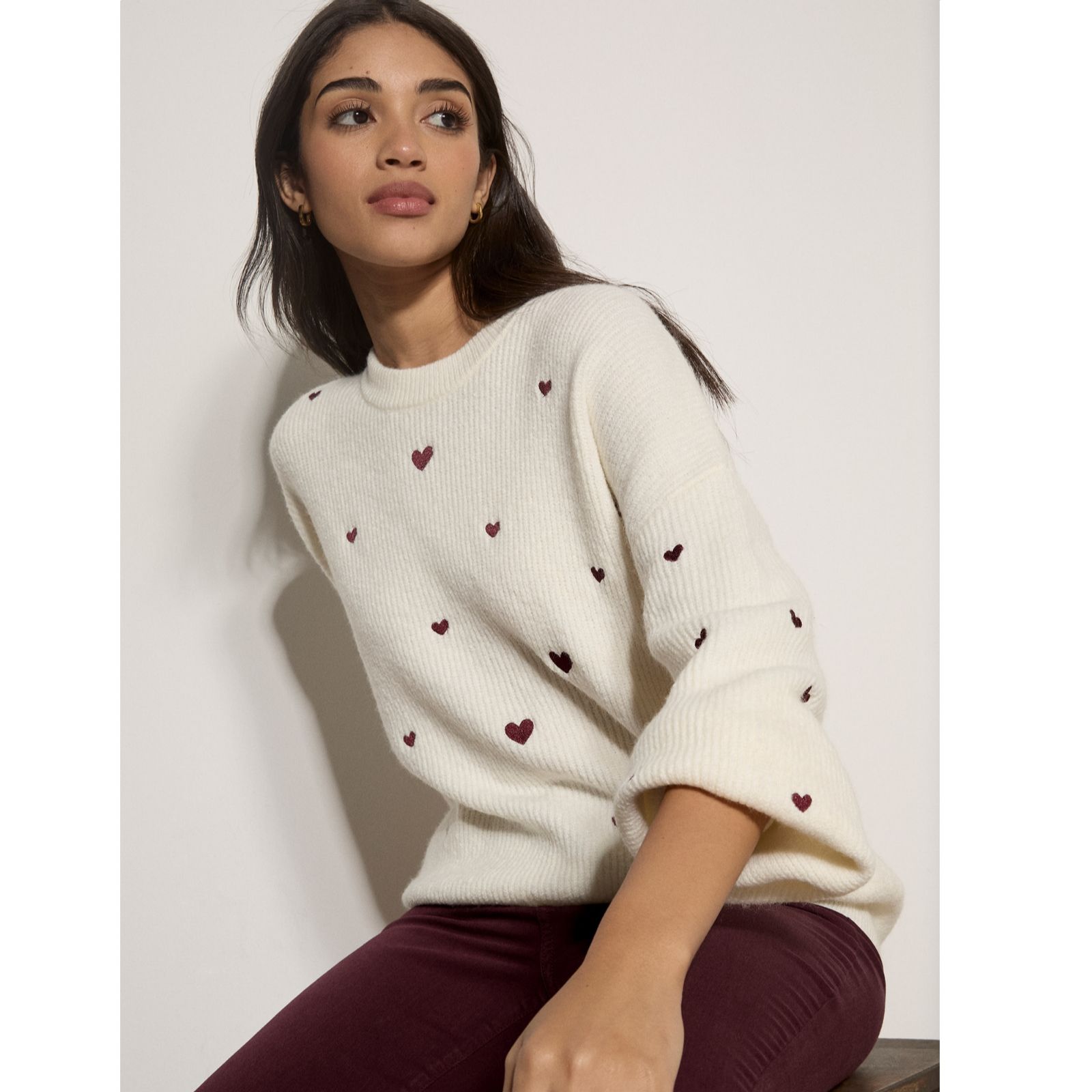 Apricot Embroidered Heart Jumper