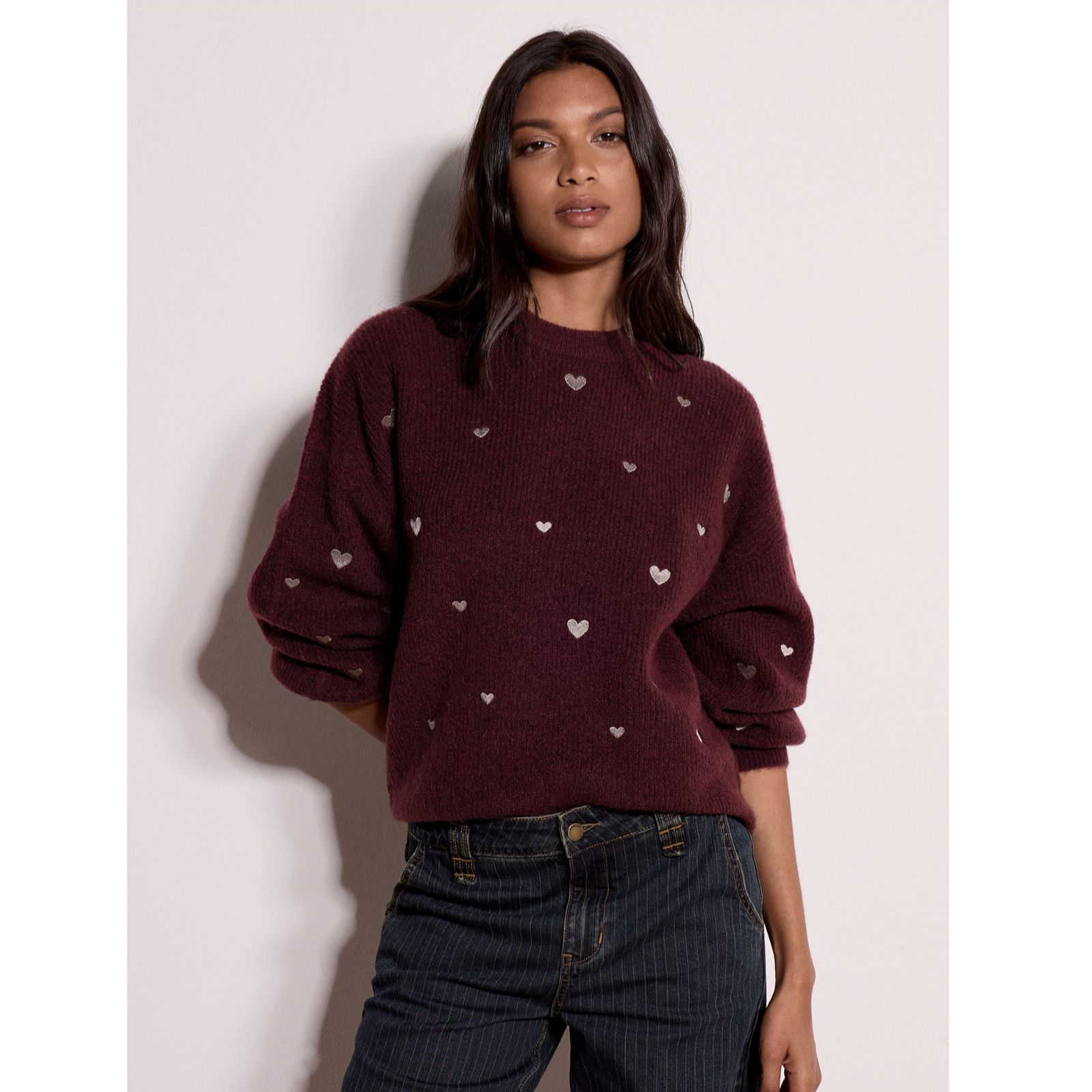 Apricot Embroidered Heart Jumper