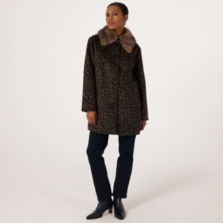 Ruth Langsford Animal Patterned Coat With Faux Fur Trim