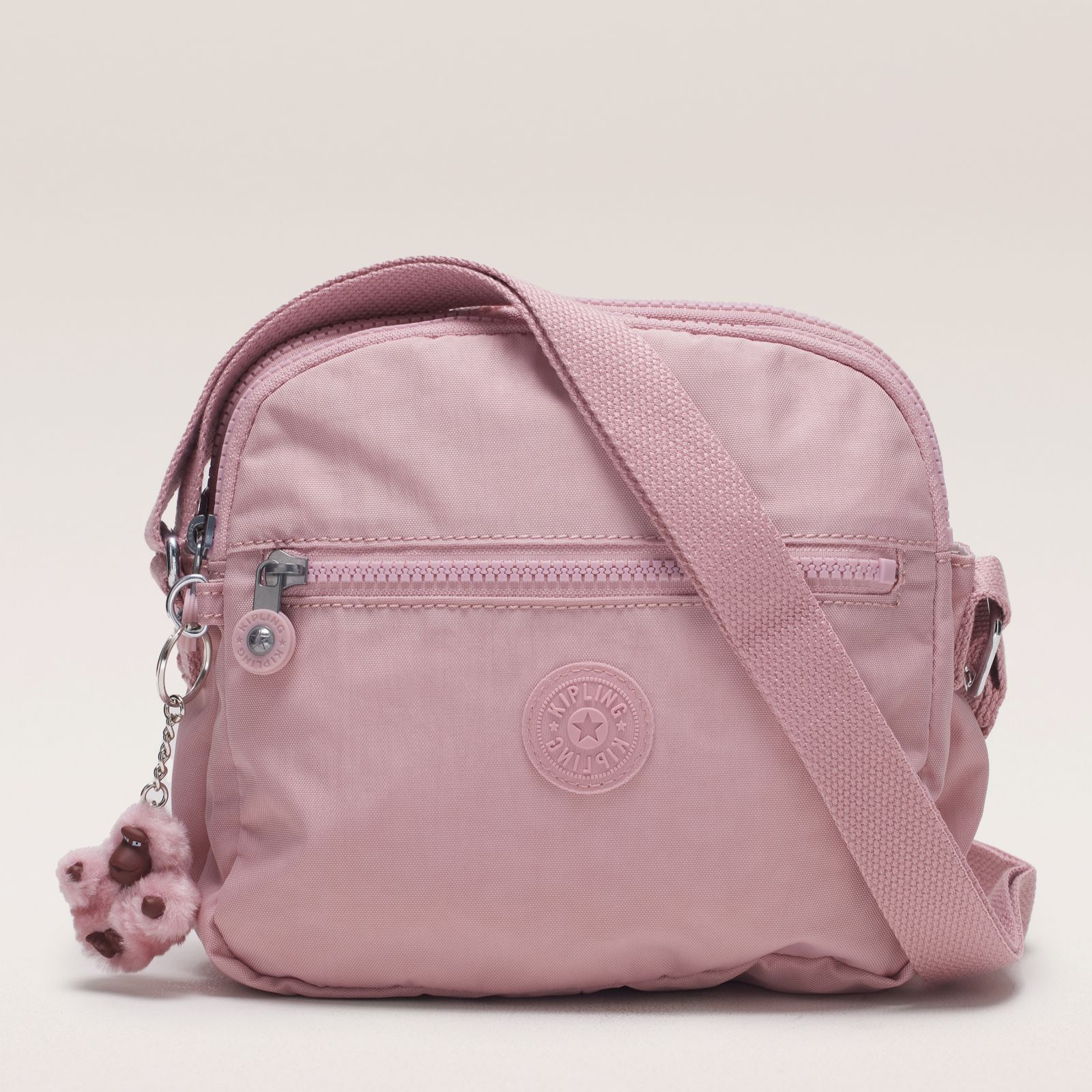 NWT Kipling top Keefe Triple Compartment Crossbody Handbag Cara Pink Metallic