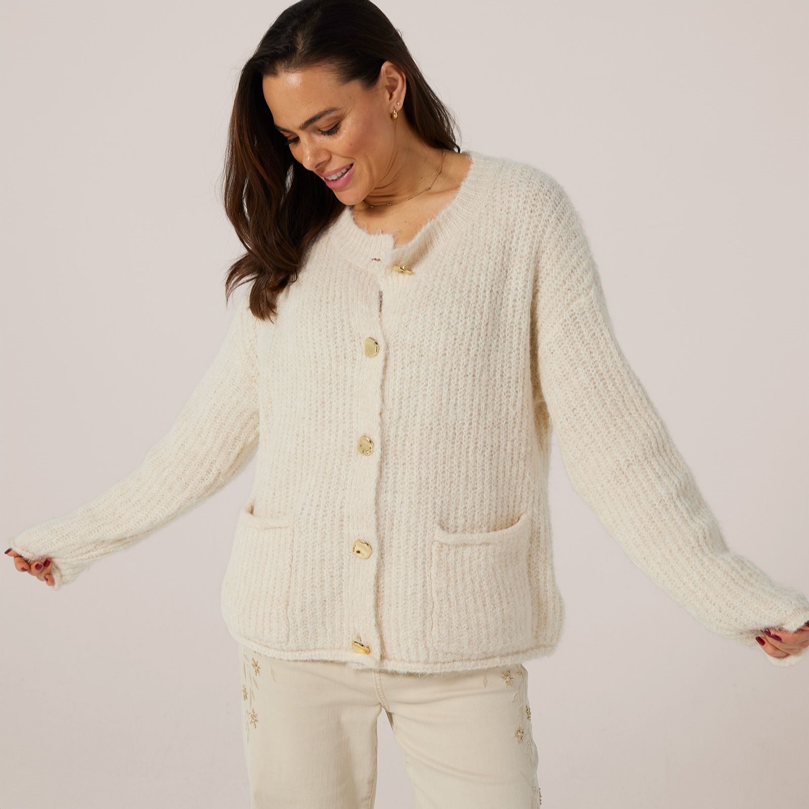 Izabel London Relaxed Cardigan with Wool
