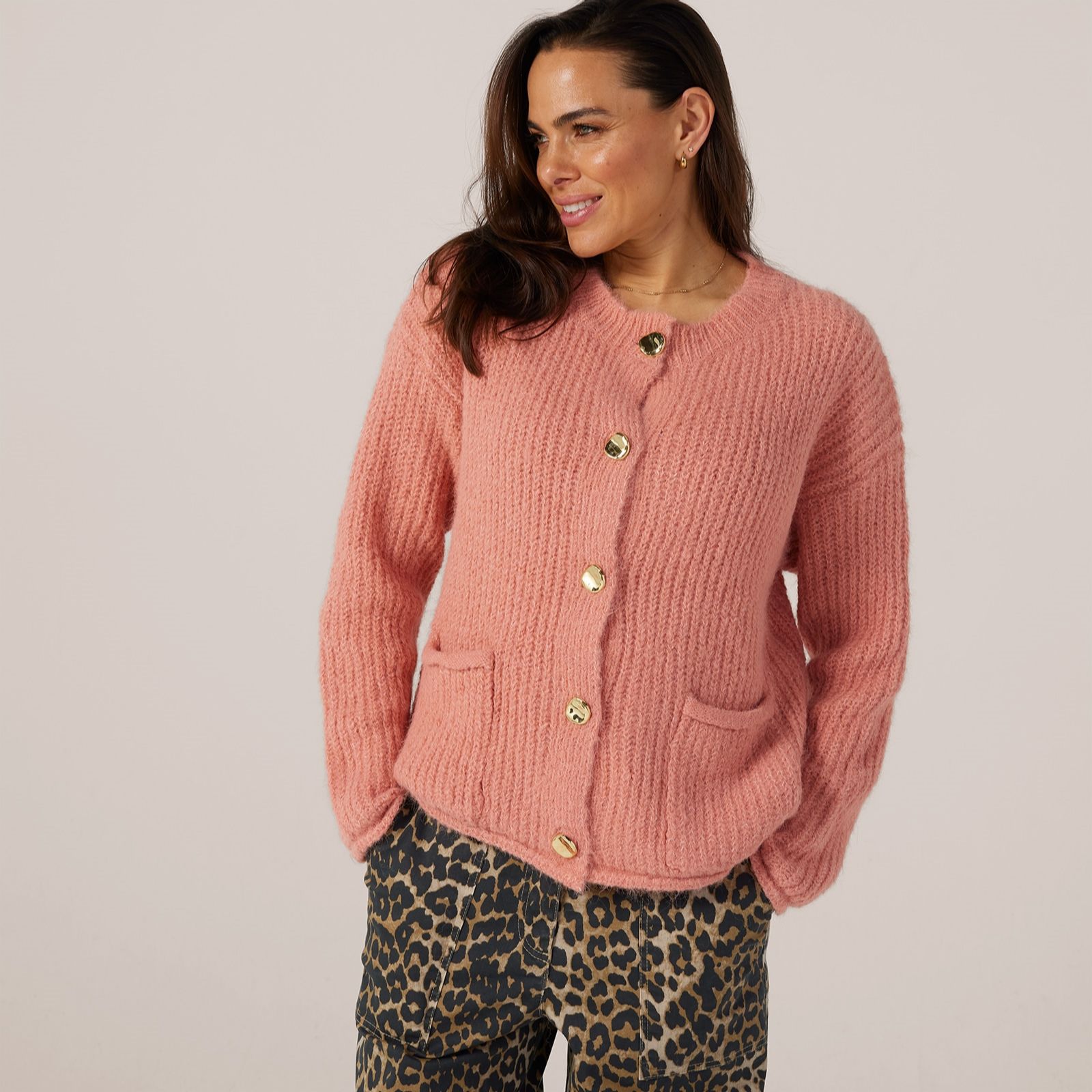 Izabel London Relaxed Cardigan with Wool