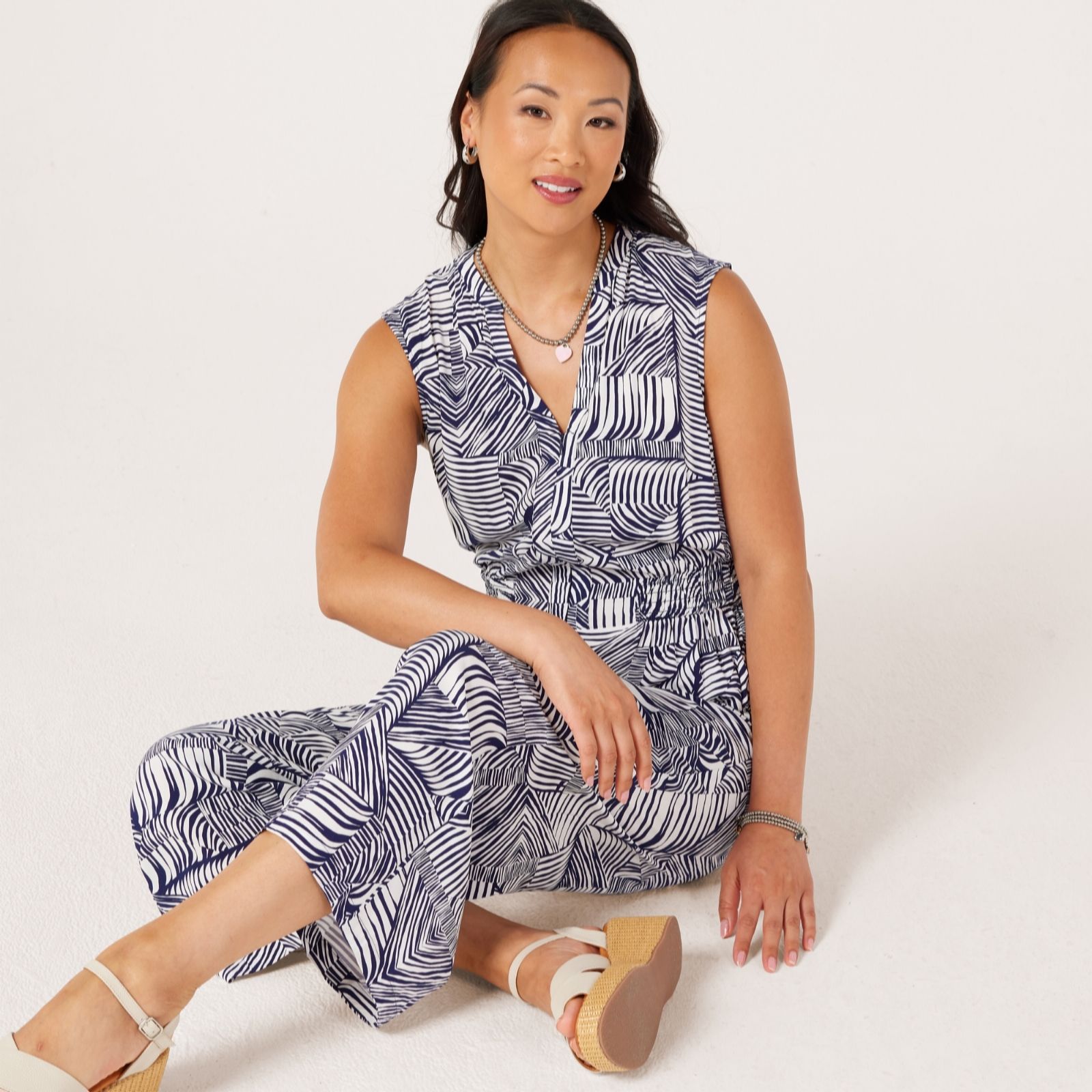 Ruth Langsford Zip Through Print Jumpsuit Petite