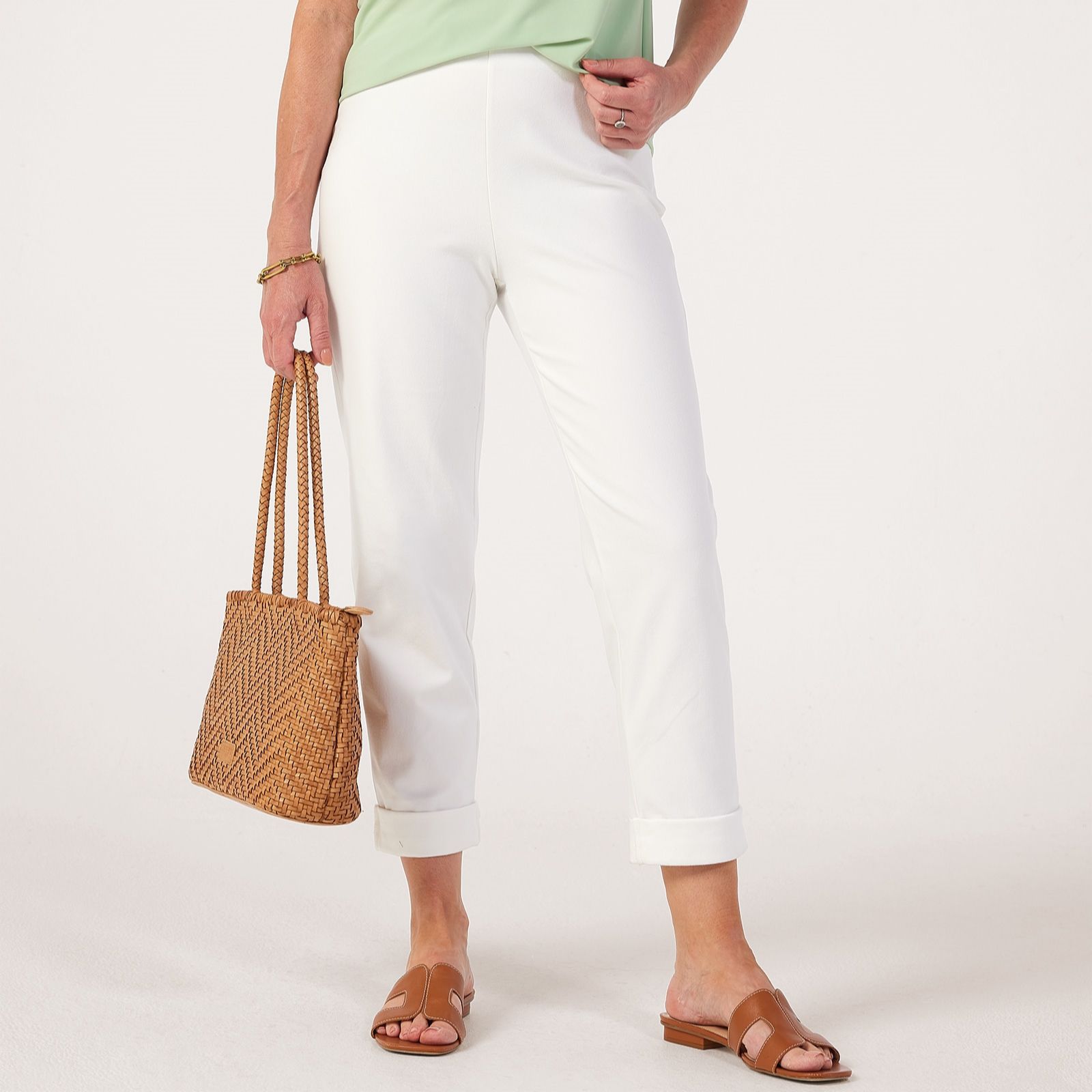 Kim & Co Deluxe Denim Knit Simone Ankle Narrow Leg Petite Trousers.