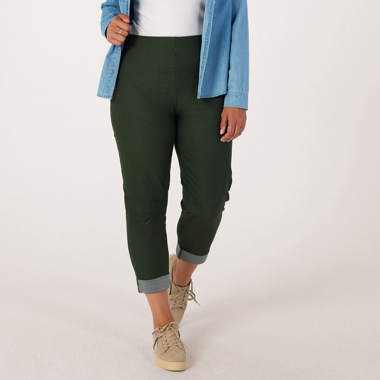 Kim & Co Deluxe Denim Knit Simone Ankle Narrow Leg Petite Trousers.