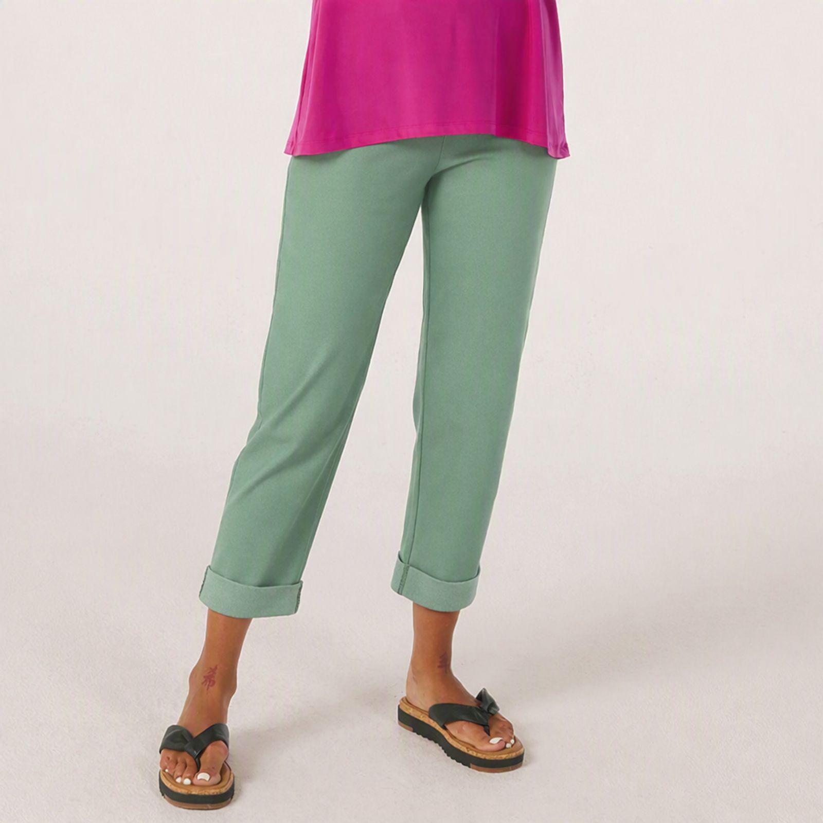 Kim & Co Deluxe Denim Knit Simone Ankle Narrow Leg Petite Trousers.
