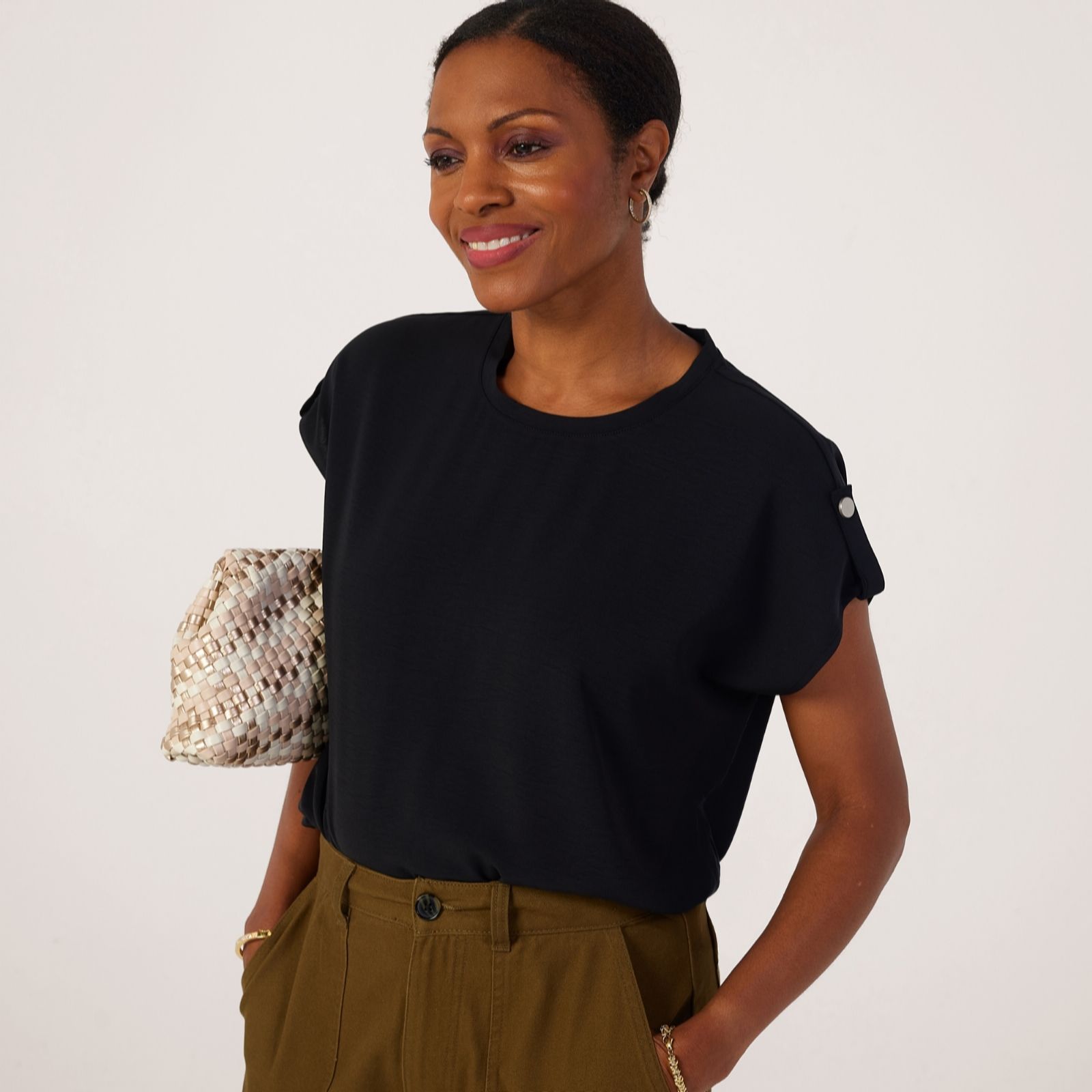 MarlaWynne Layers Stretch Crepe Utility Tee