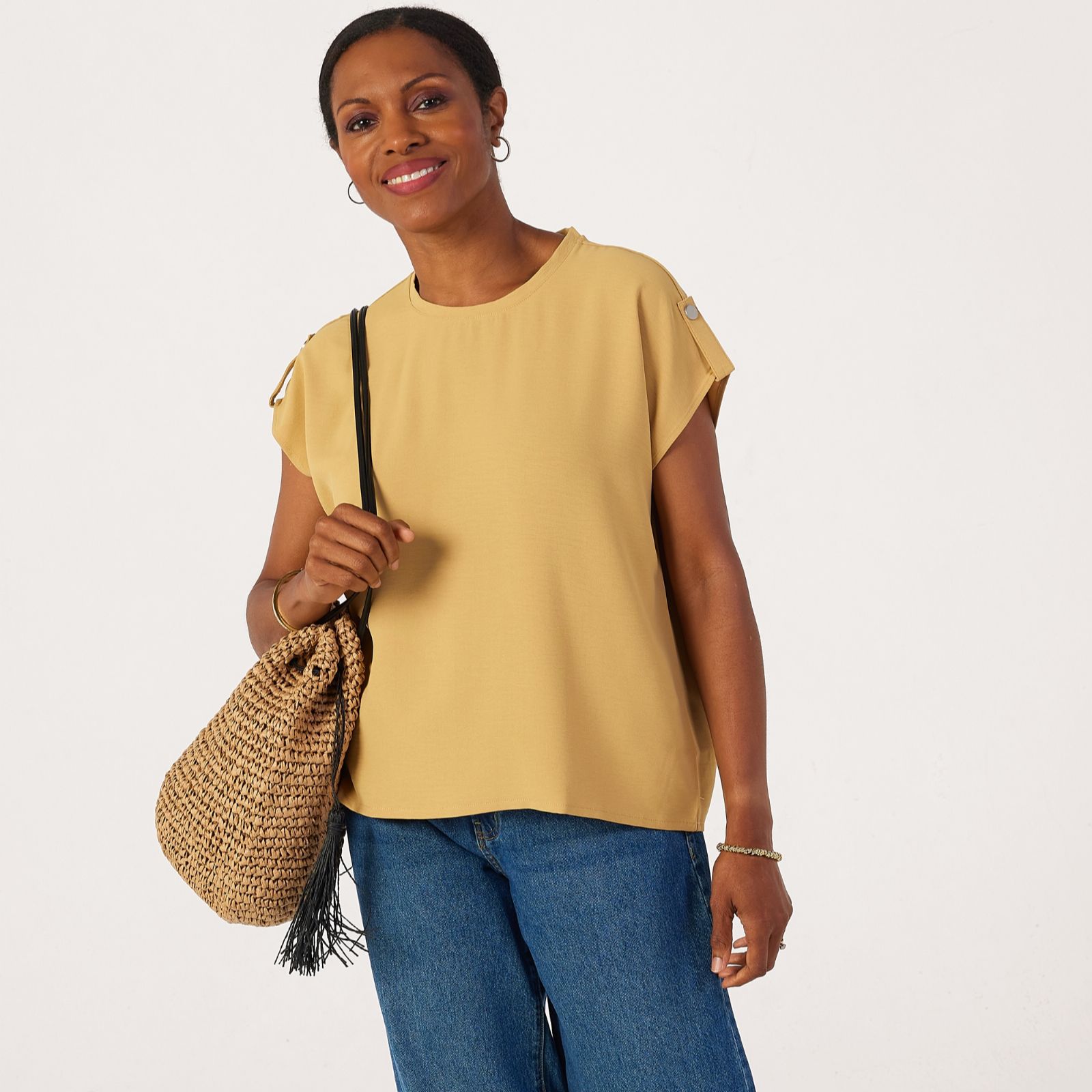 MarlaWynne Layers Stretch Crepe Utility Tee