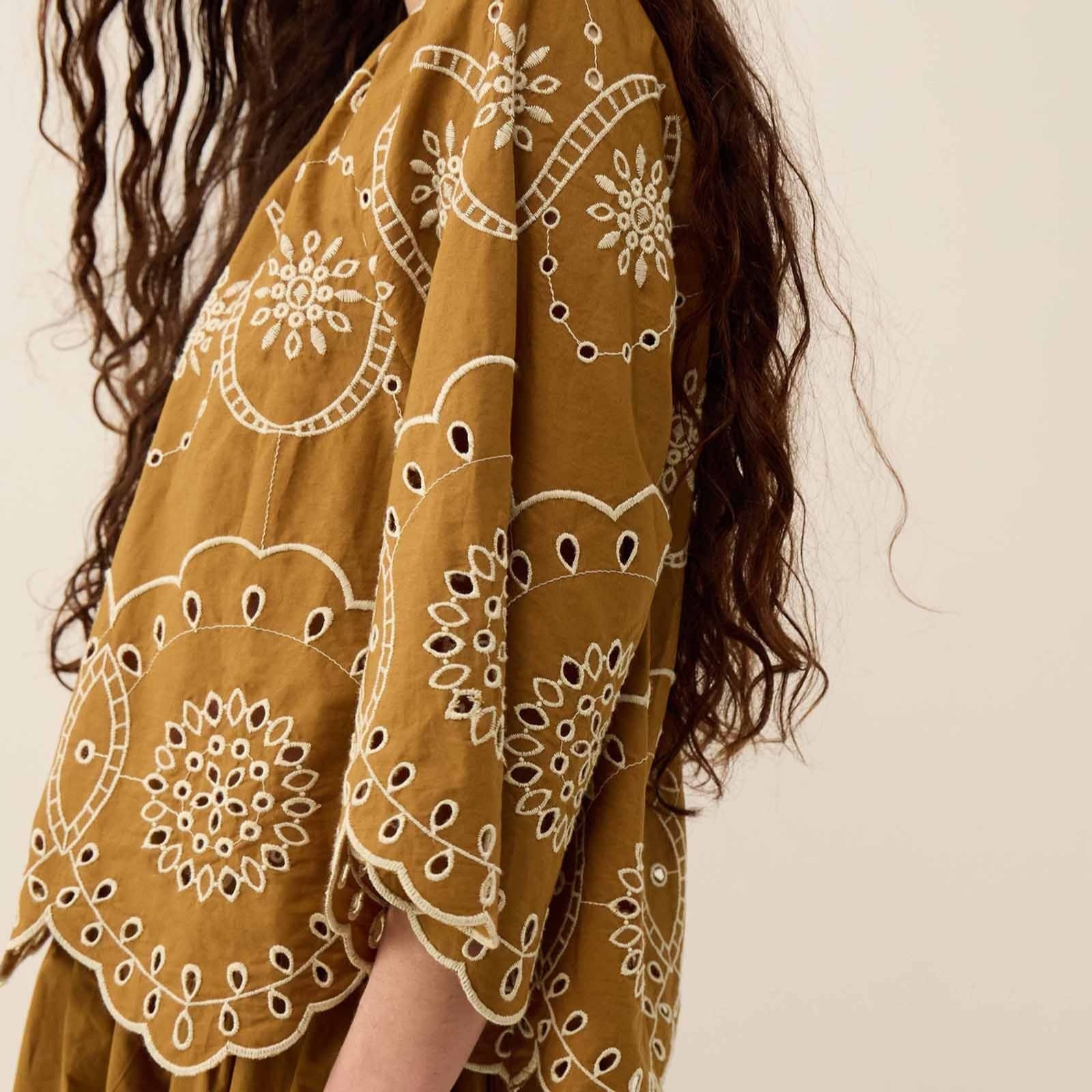 East Leni Broderie Cotton Poplin Top