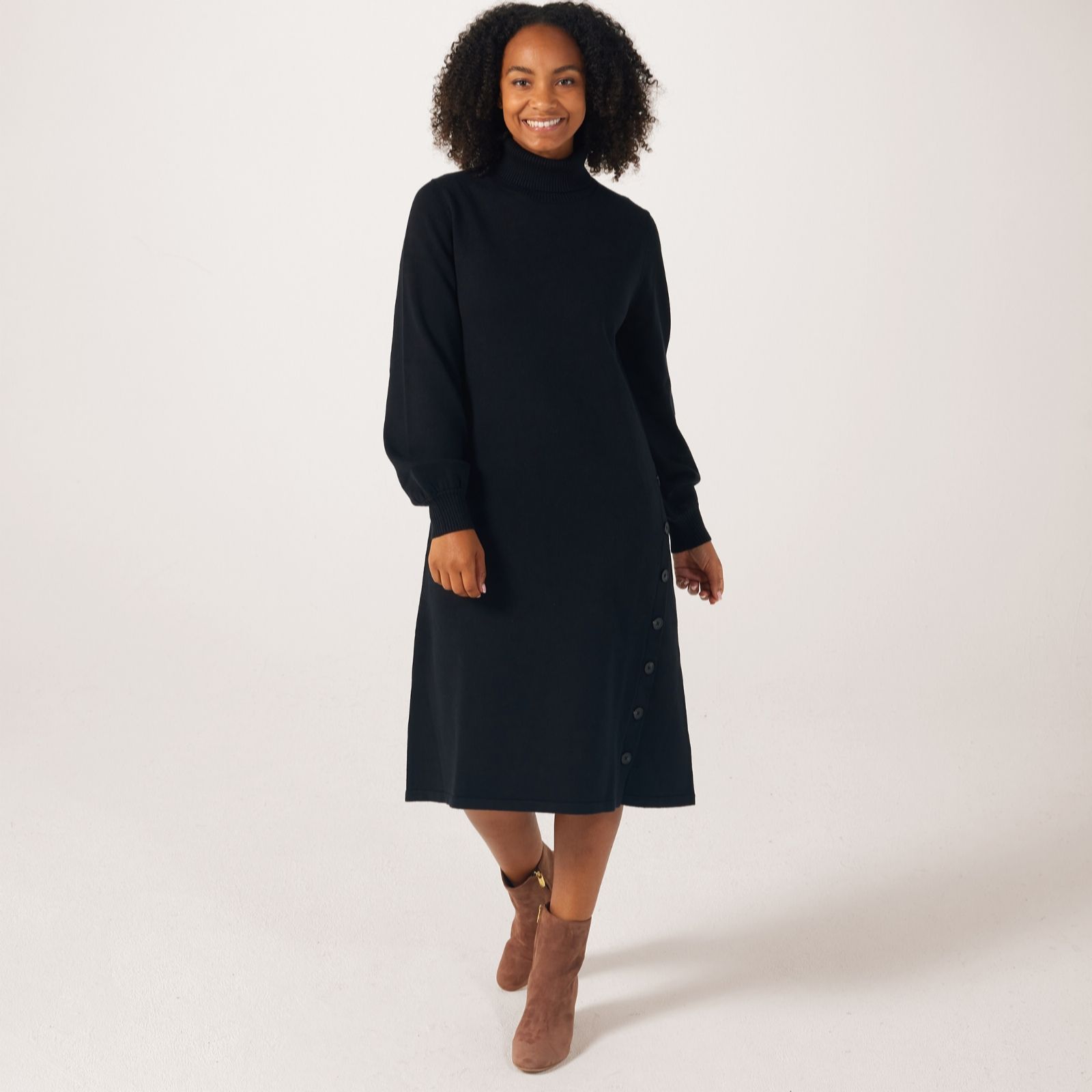 MarlaWynne Collection SoftKnit Sweater Knit Dress w/Buttons