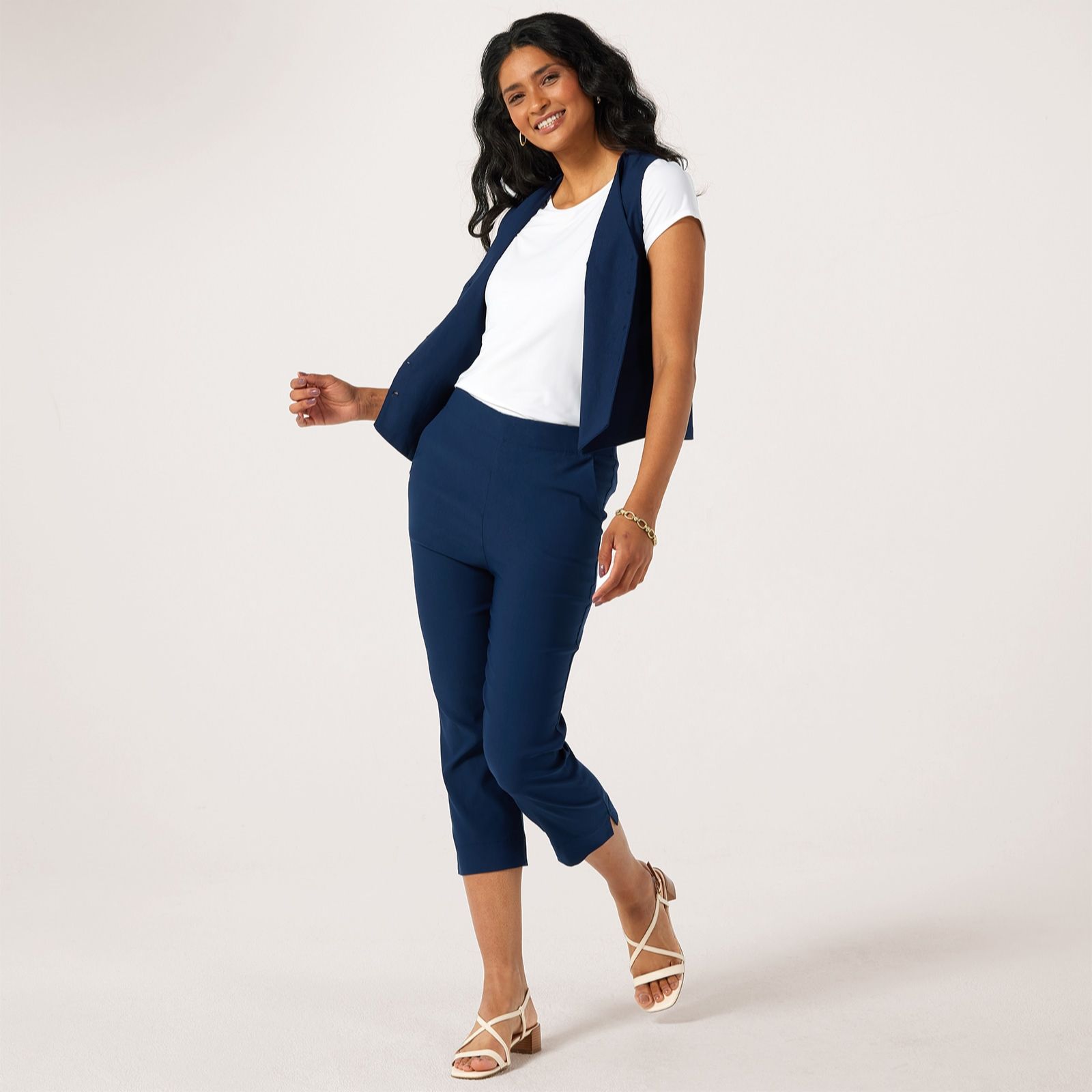 Kim & Co Soft Millennium Narrow Leg Cropped Standard Trousers with Side Slit
