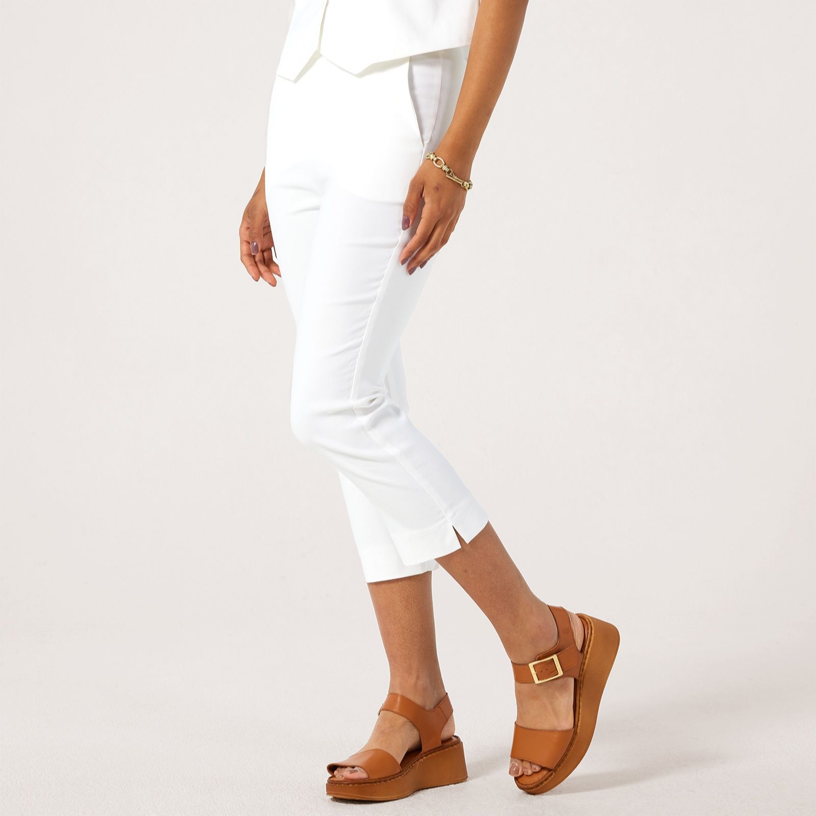 Kim & Co Soft Millennium Narrow Leg Cropped Standard Trousers with Side Slit