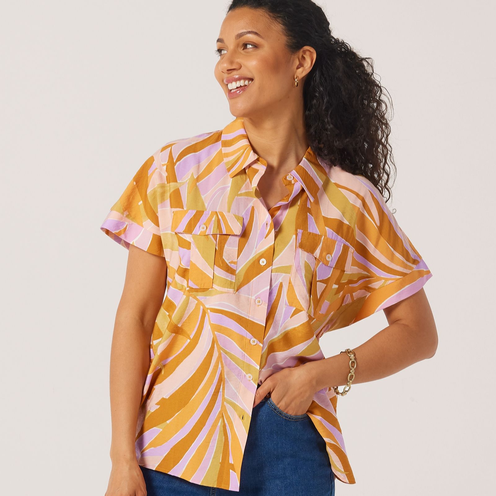 Ruth Langsford Pocket Front Dolman Sleeve Print Blouse