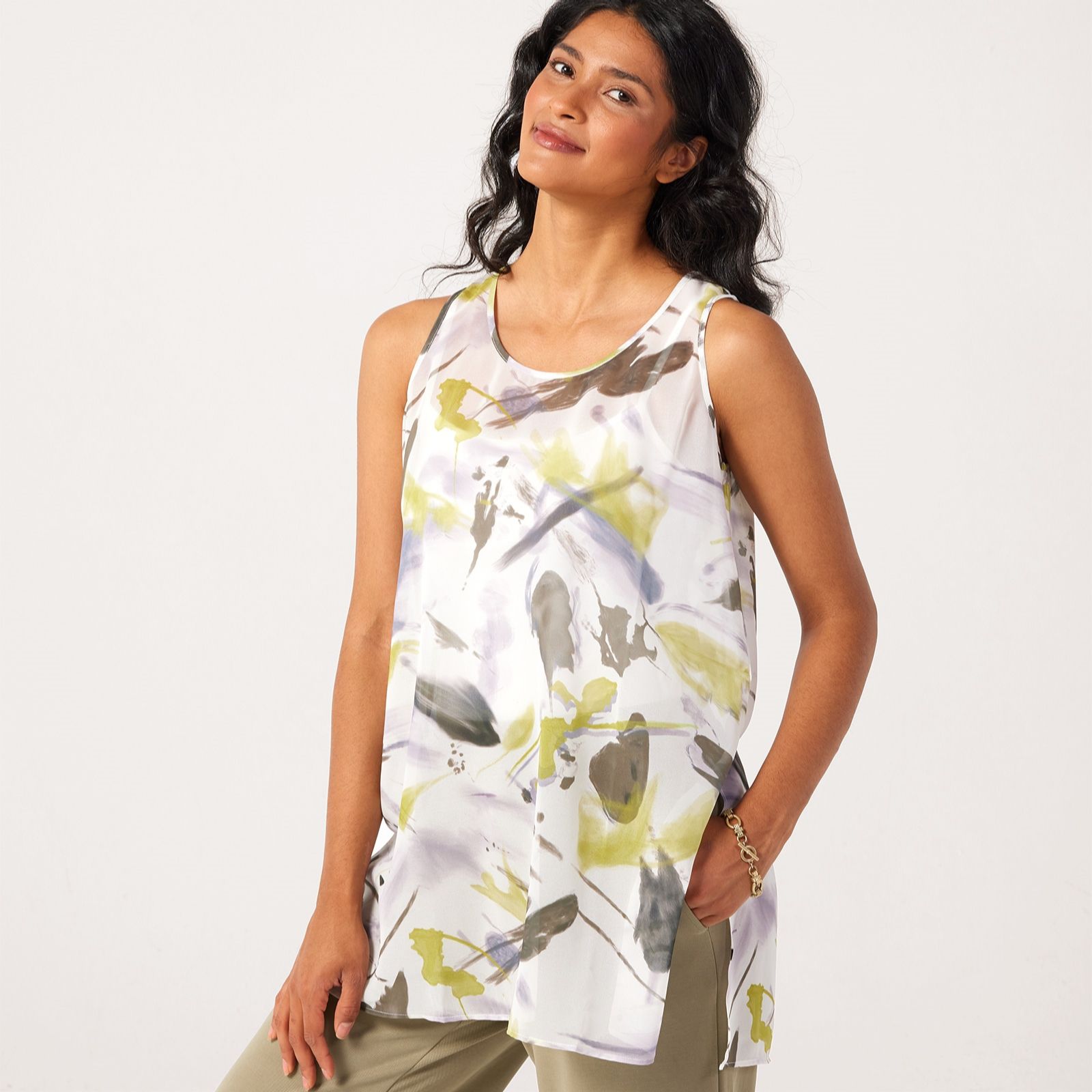 MarlaWynne Layers Sleeveless Floaty Chiffon Tunic