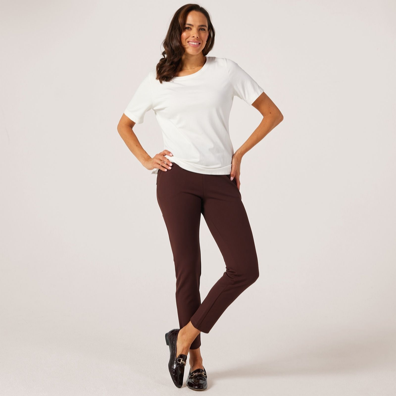 Nina Leonard Slim Leg With Elasticated Waist Petite Trousers