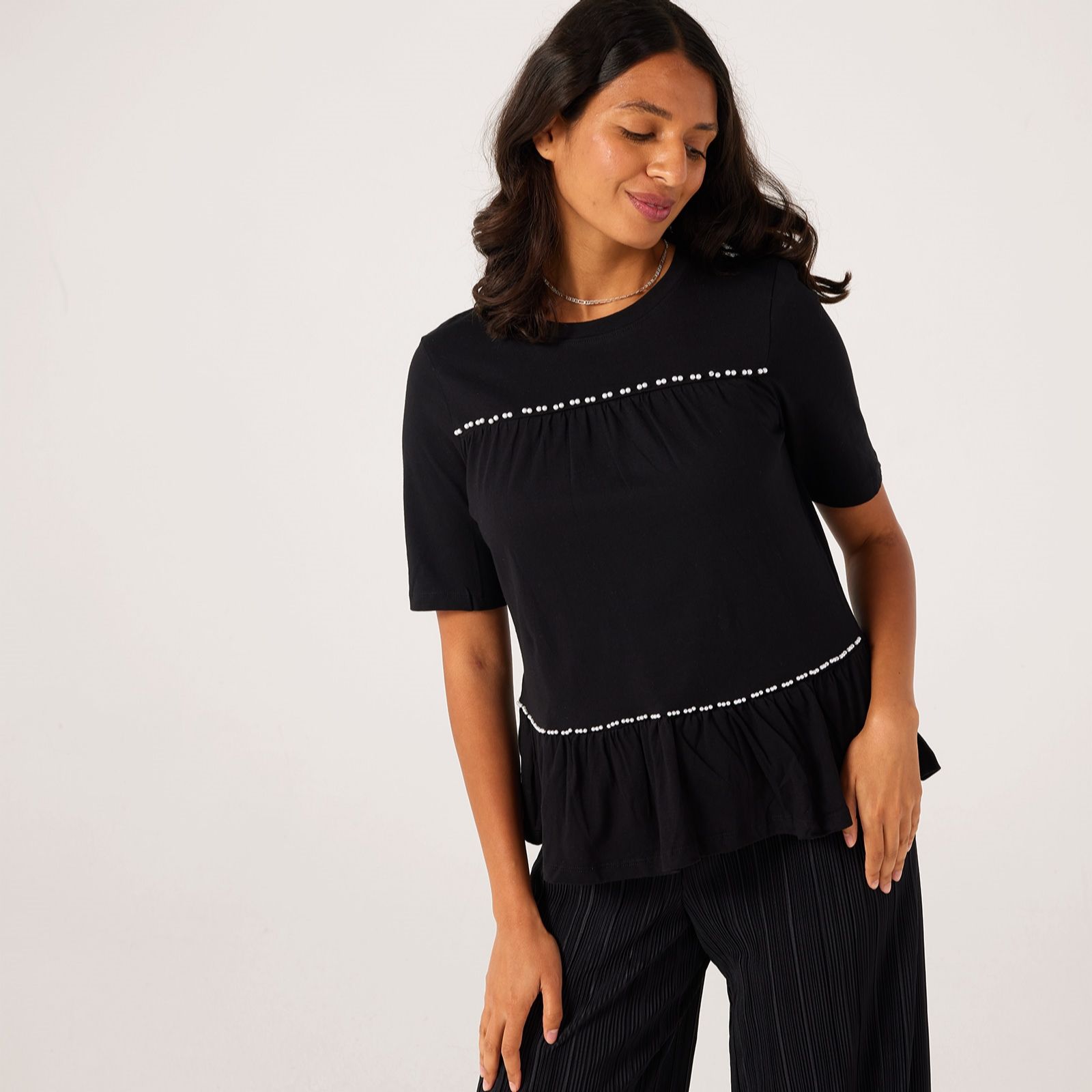 JDY Poula Pearl Detail Top
