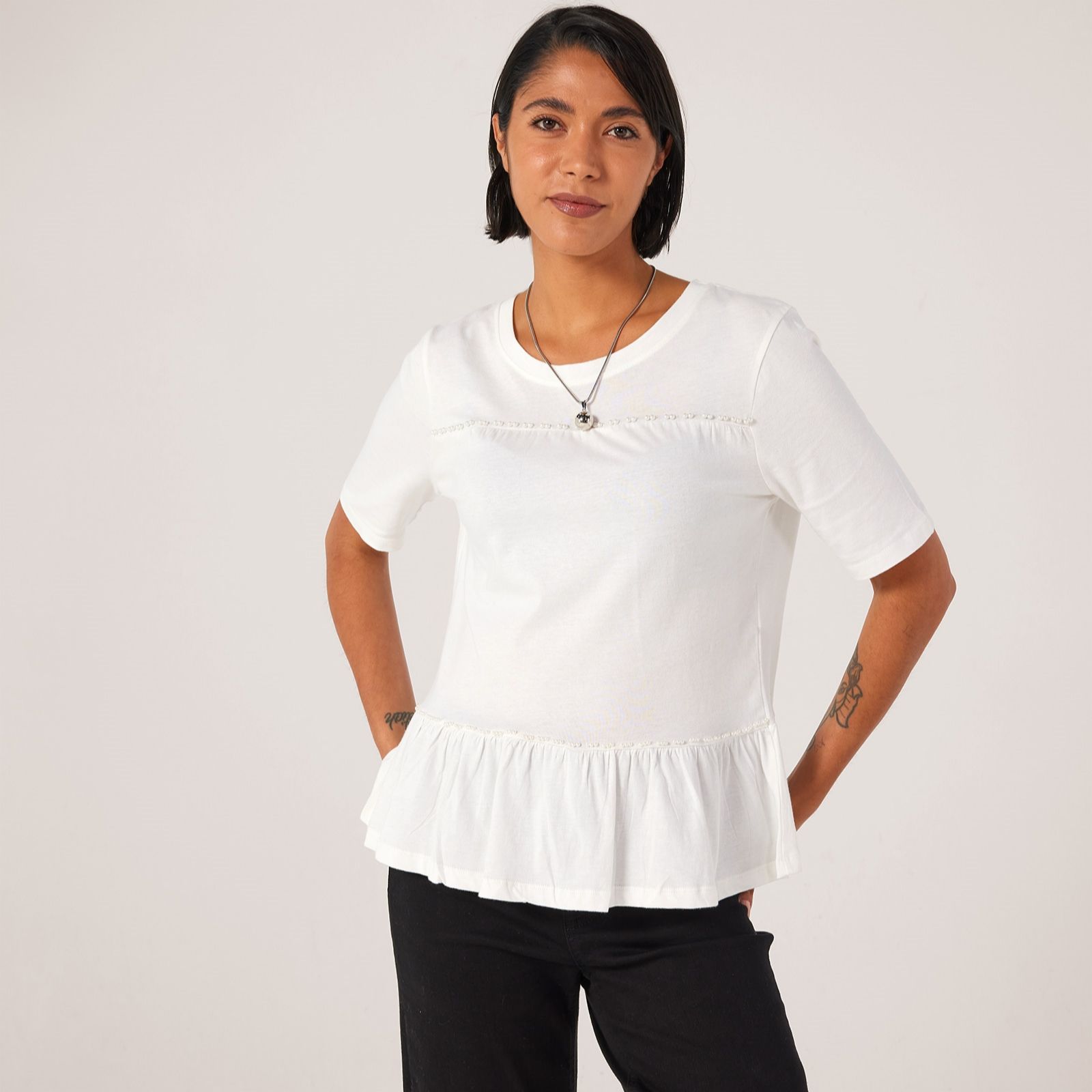 JDY Poula Pearl Detail Top