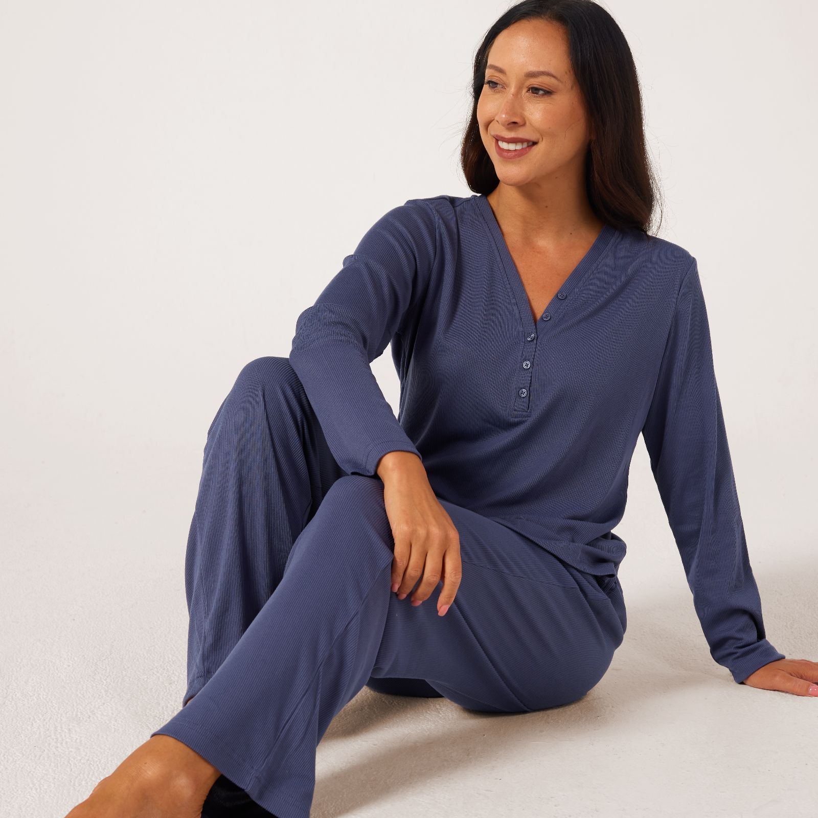 Cozee Home Henley Rib Loungewear Set