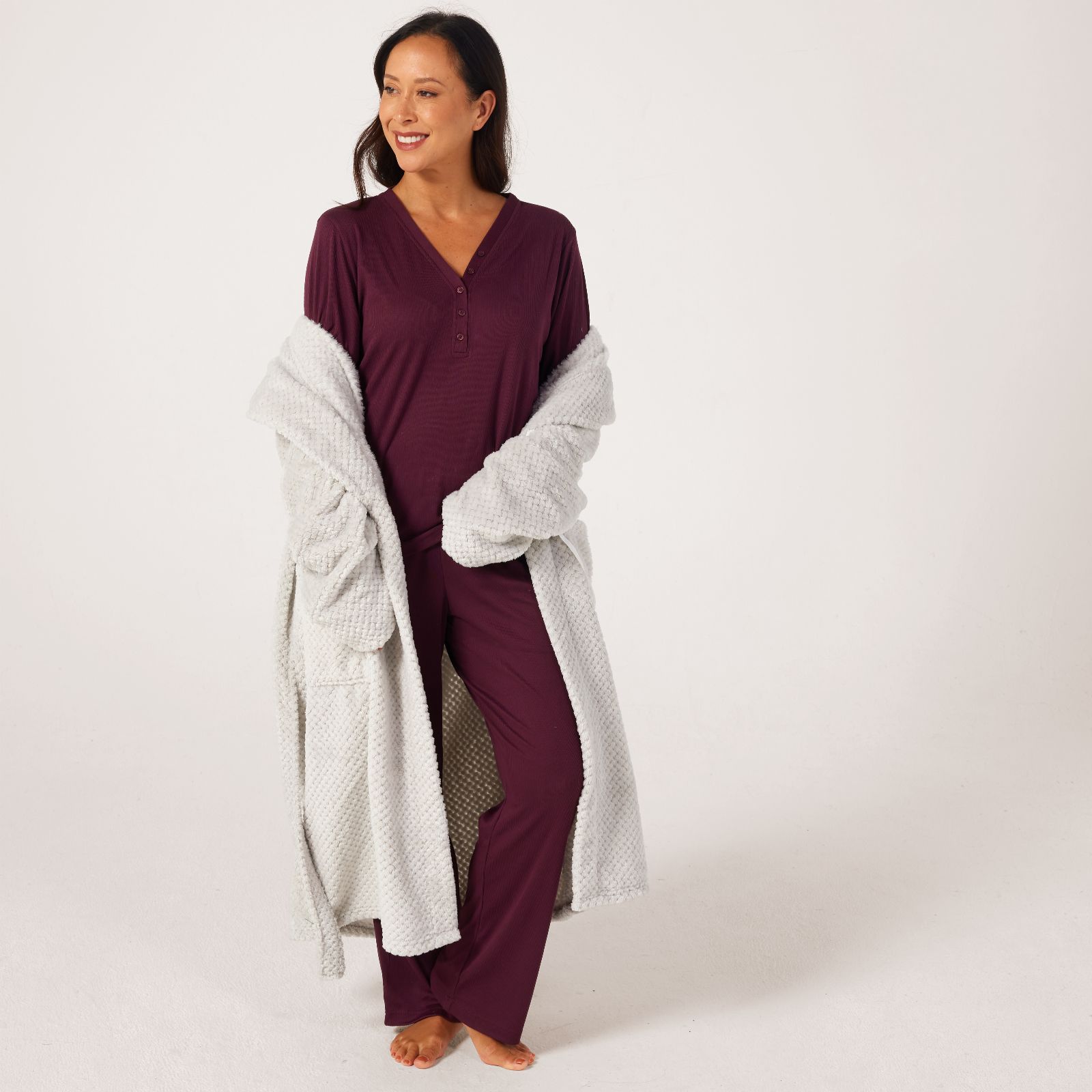 Cozee Home Henley Rib Loungewear Set