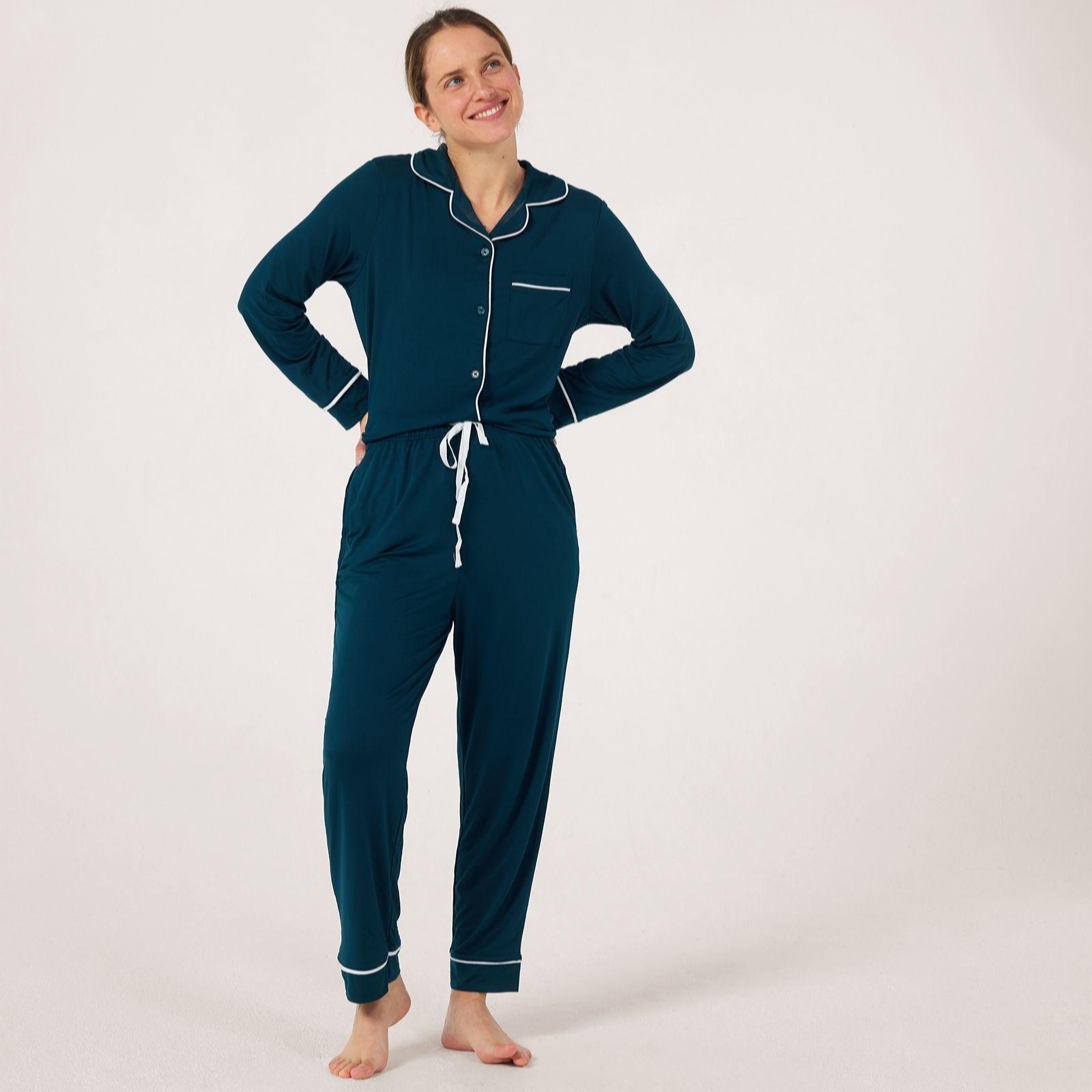 Cozee Home Supersoft Notch Collar PJ Set