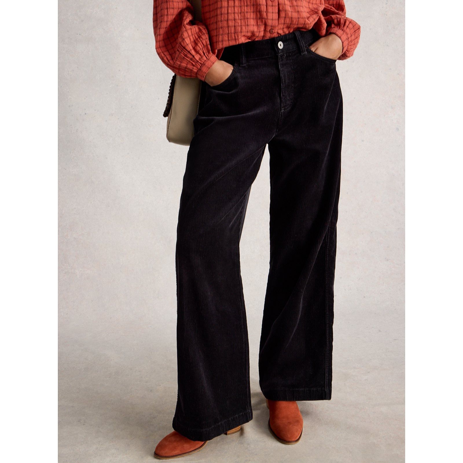 White Stuff Tia Velvet Wide-Leg Crop Trousers