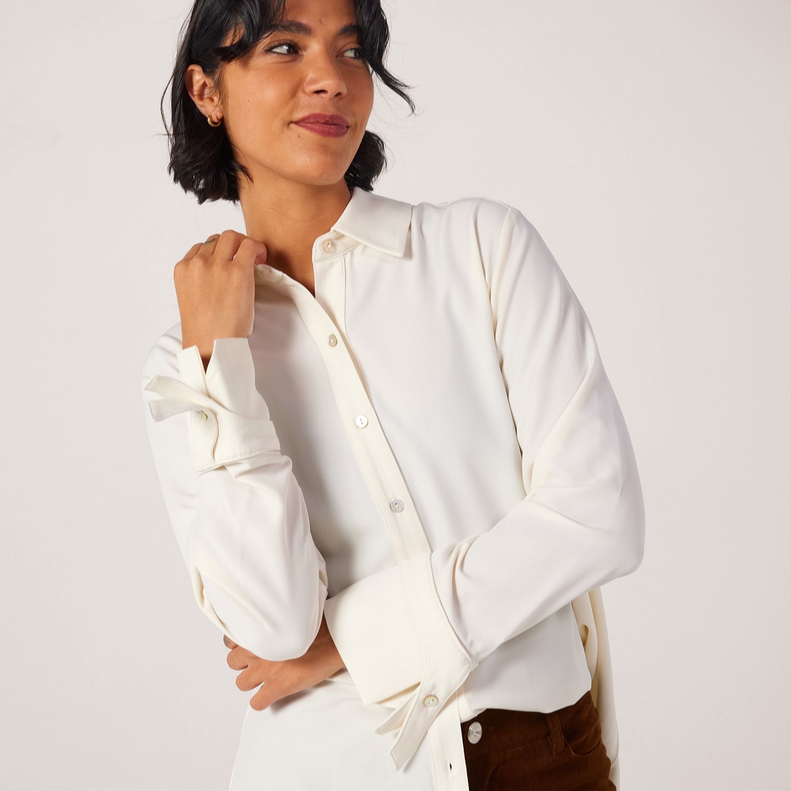 MarlaWynne Collection Pleat Back Crepe Shirt