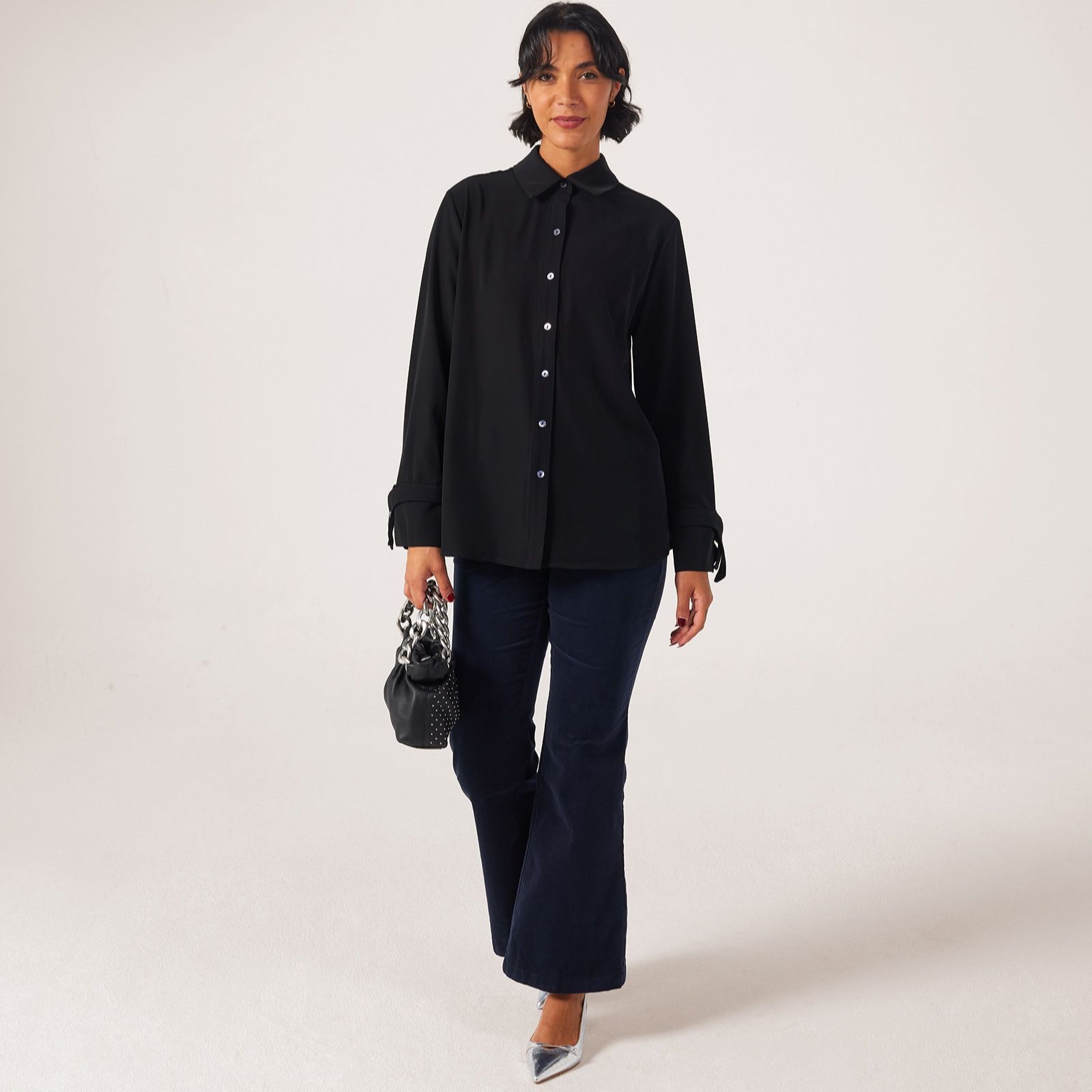 MarlaWynne Collection Pleat Back Crepe Shirt