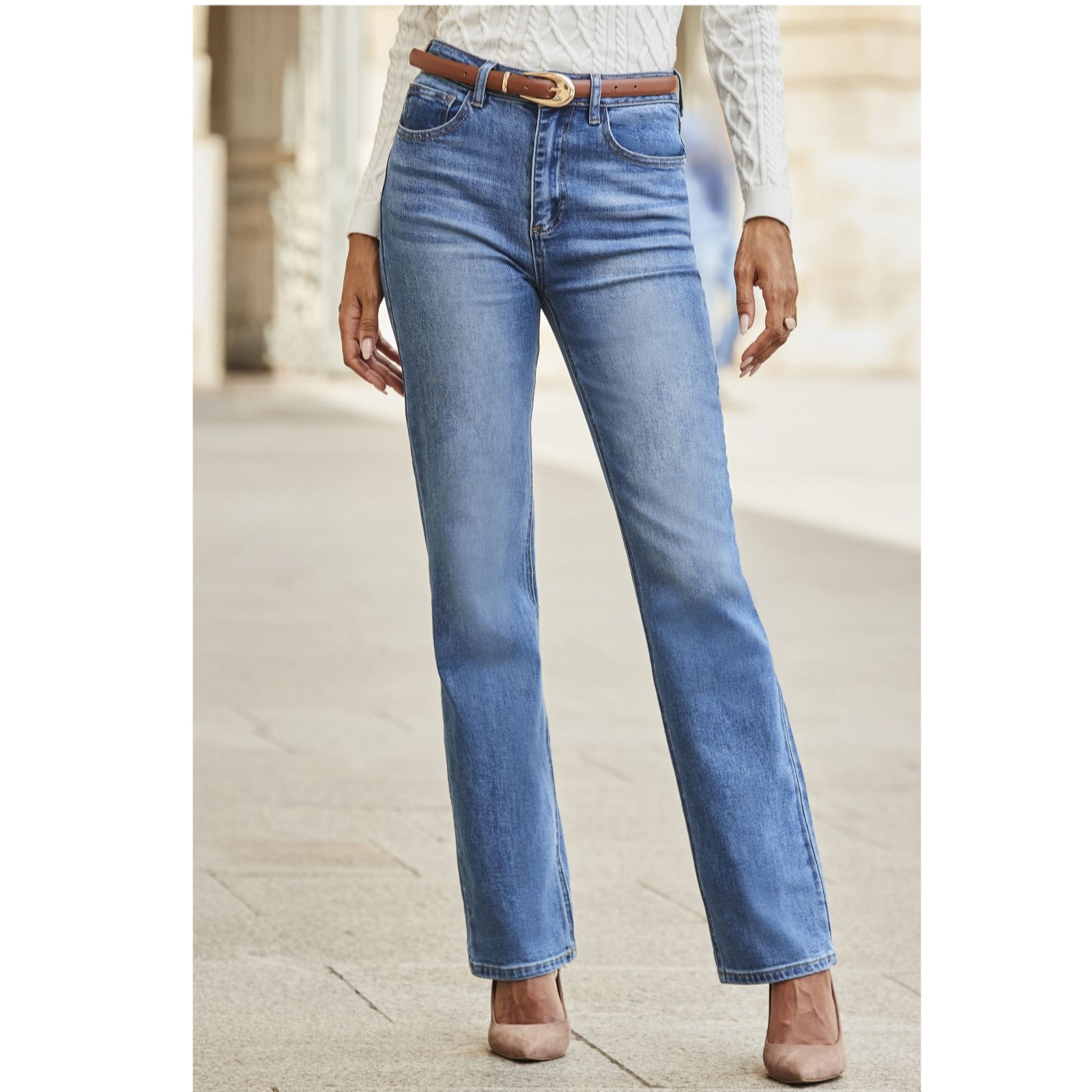 Sosandar Mid Blue Straight-Leg Jeans