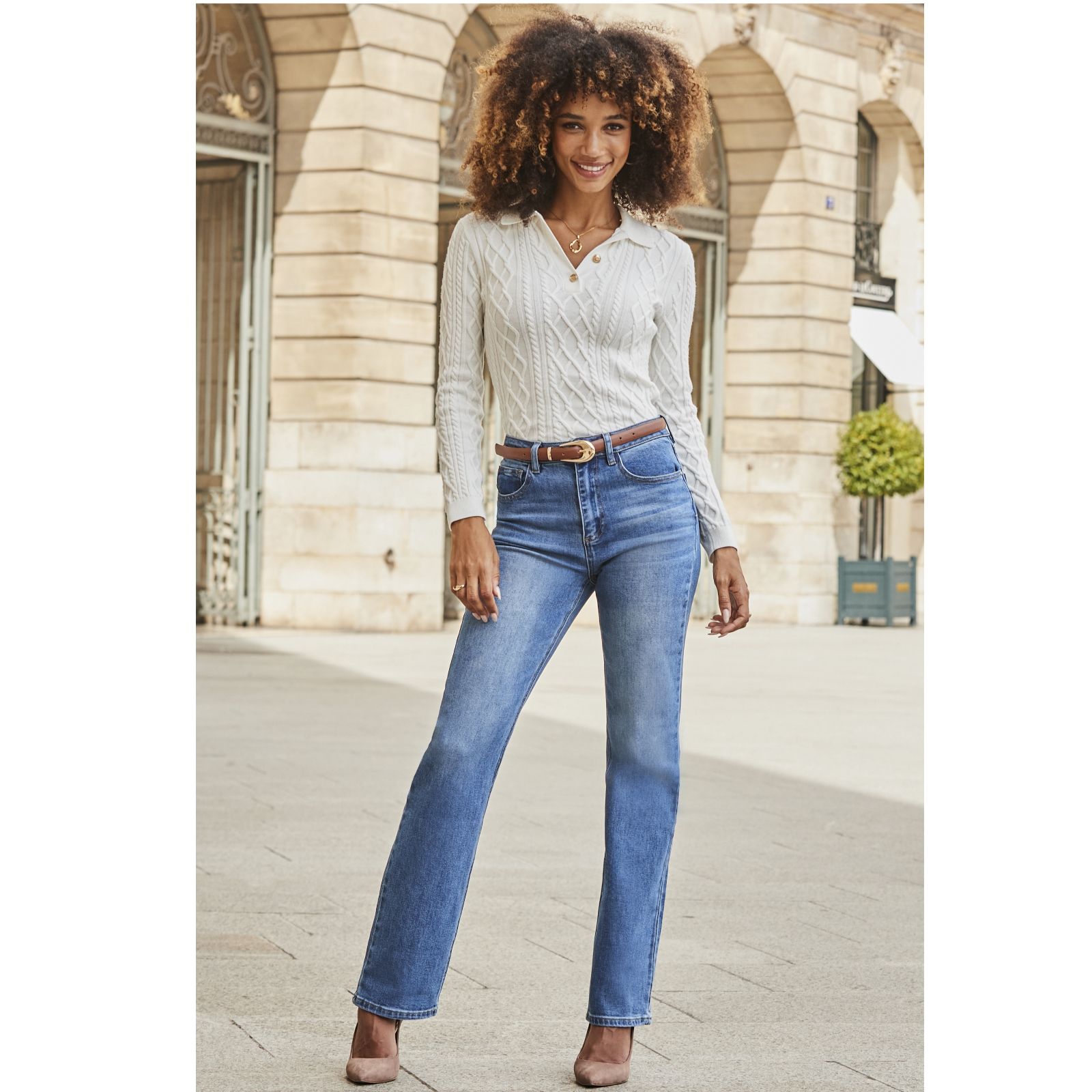 Sosandar Mid Blue Straight-Leg Jeans