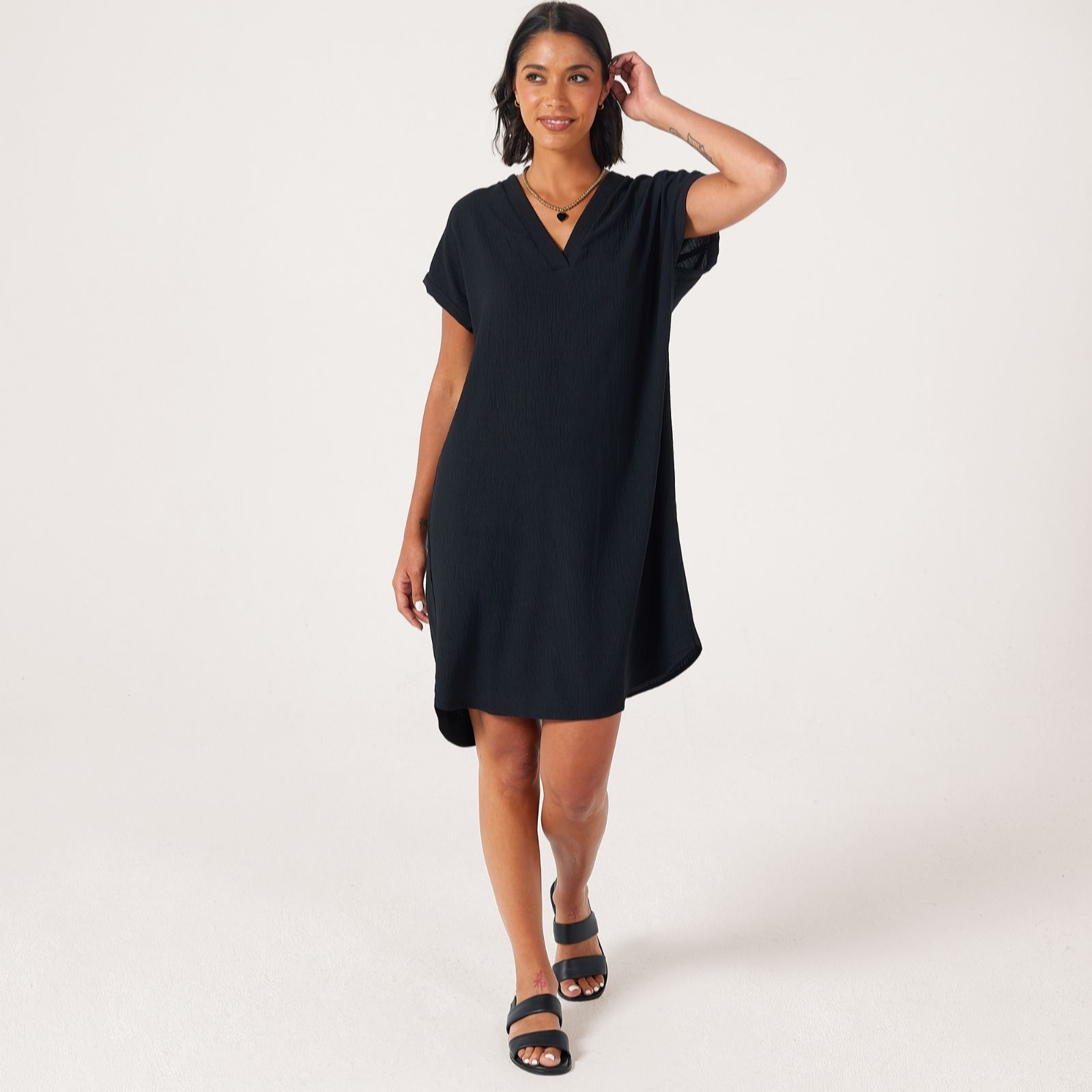 Kim & Co Crinkle Poplin Short Dolman Sleeve Dress