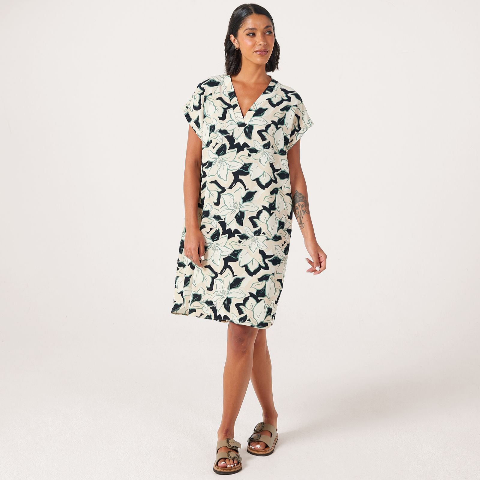 Kim & Co Crinkle Poplin Short Dolman Sleeve Dress