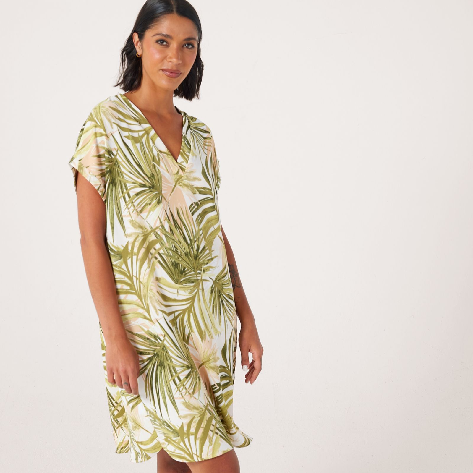 Kim & Co Crinkle Poplin Short Dolman Sleeve Dress