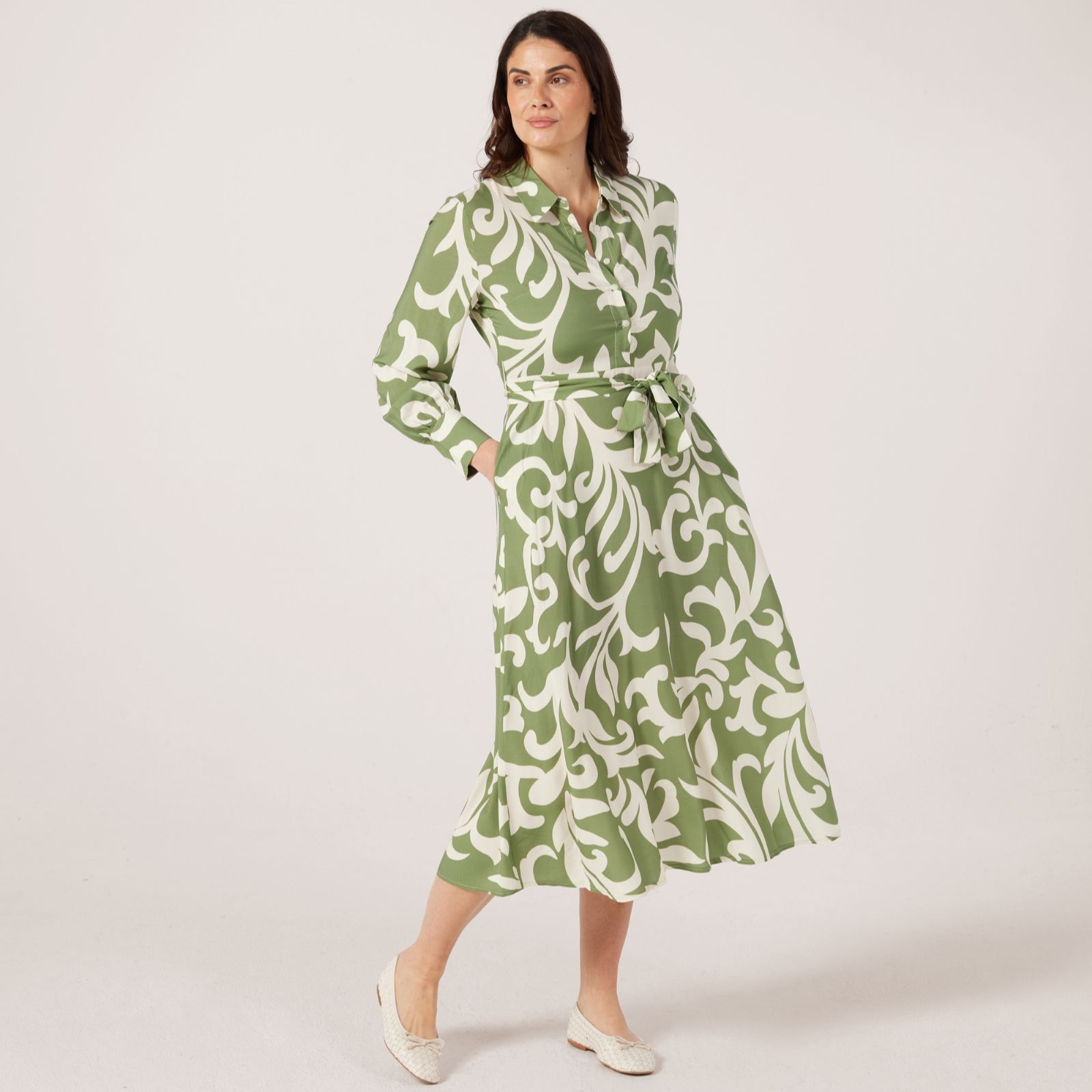 Izabel London Tie Waist Shirt Dress