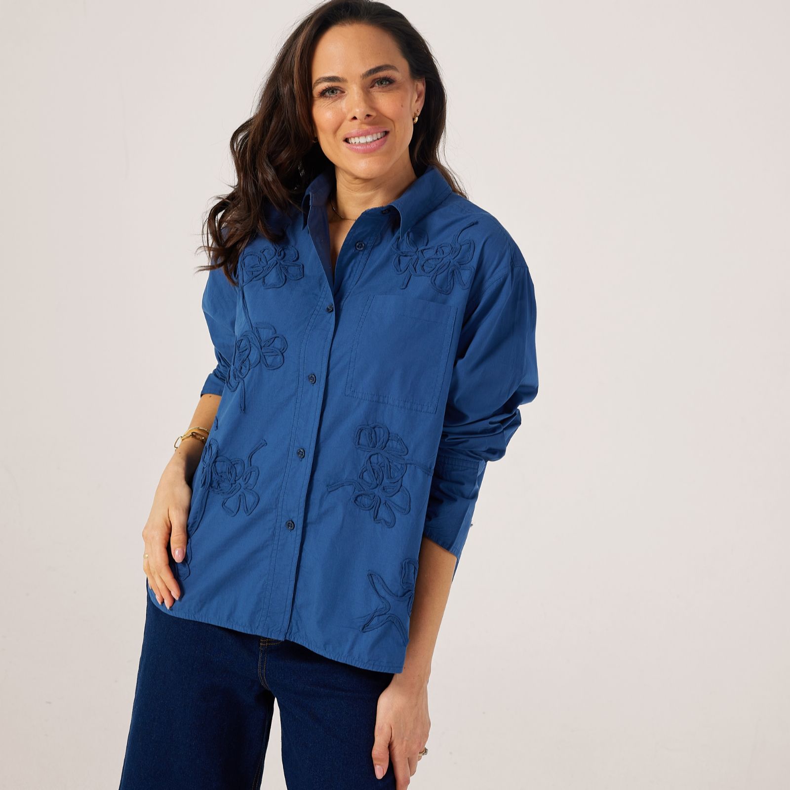 Masai Copenhagen Iloria 100% Cotton Embroidered Flower Shirt