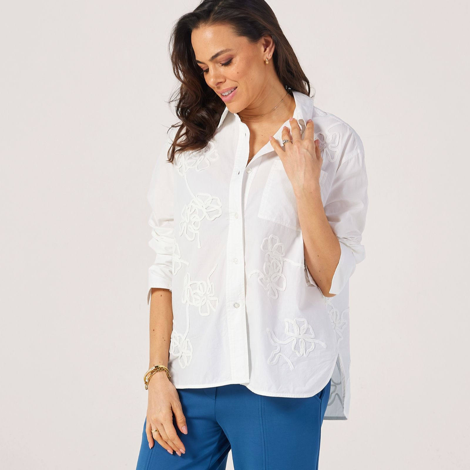 Masai Copenhagen Iloria 100% Cotton Embroidered Flower Shirt