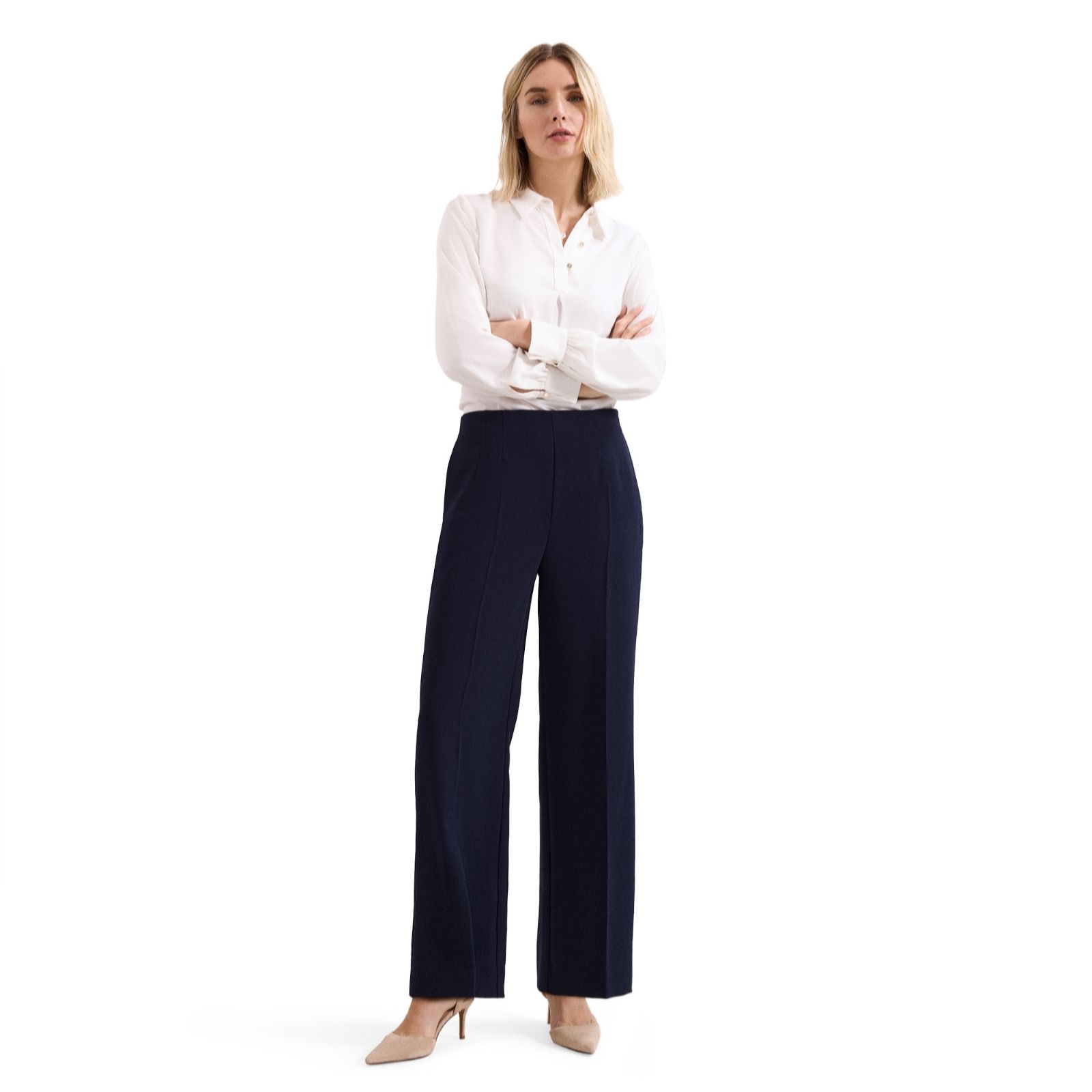 Phase Eight Aubrie Navy Crepe Trousers Standard
