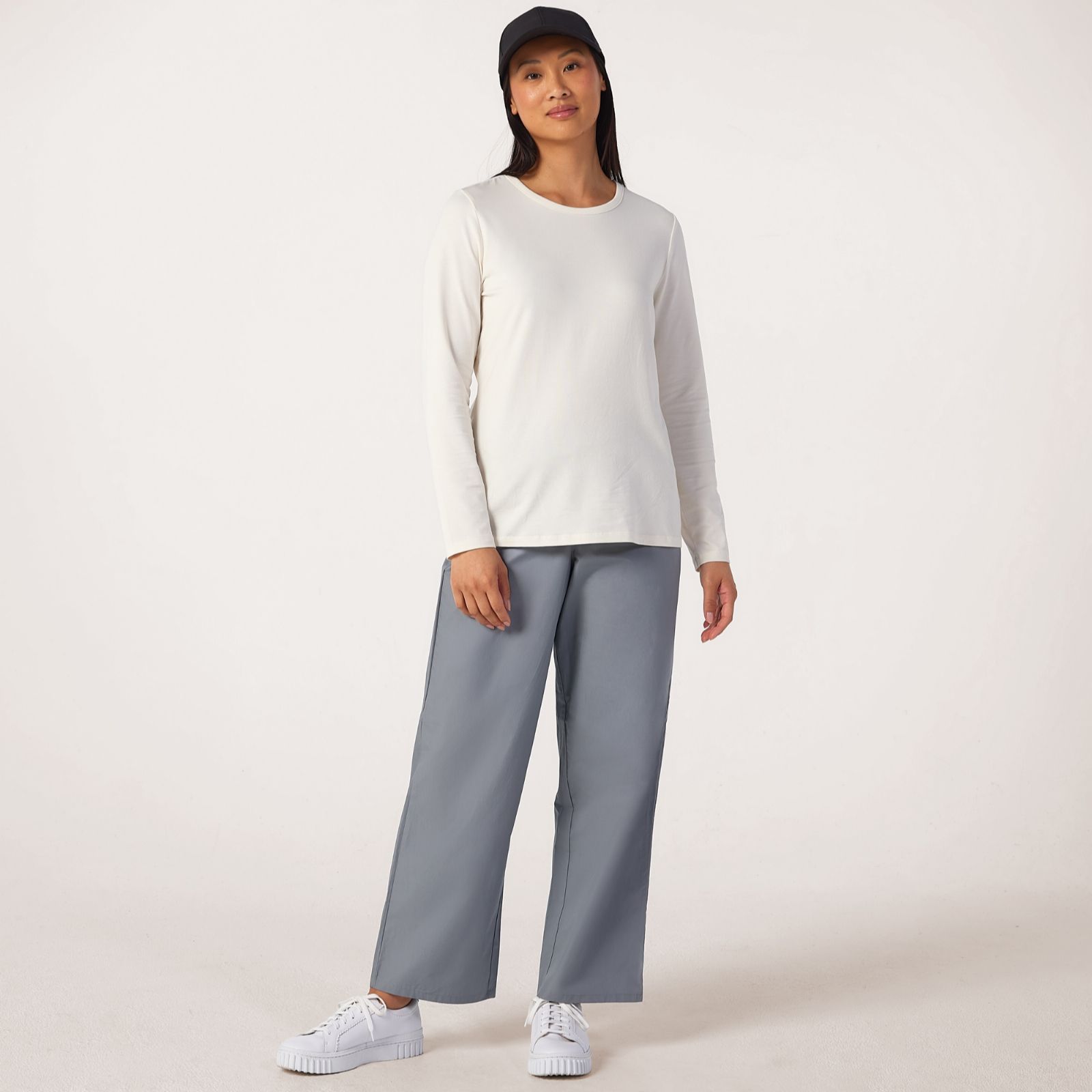 Denim & Co Cotton Pull On Wide Leg Trouser Petite