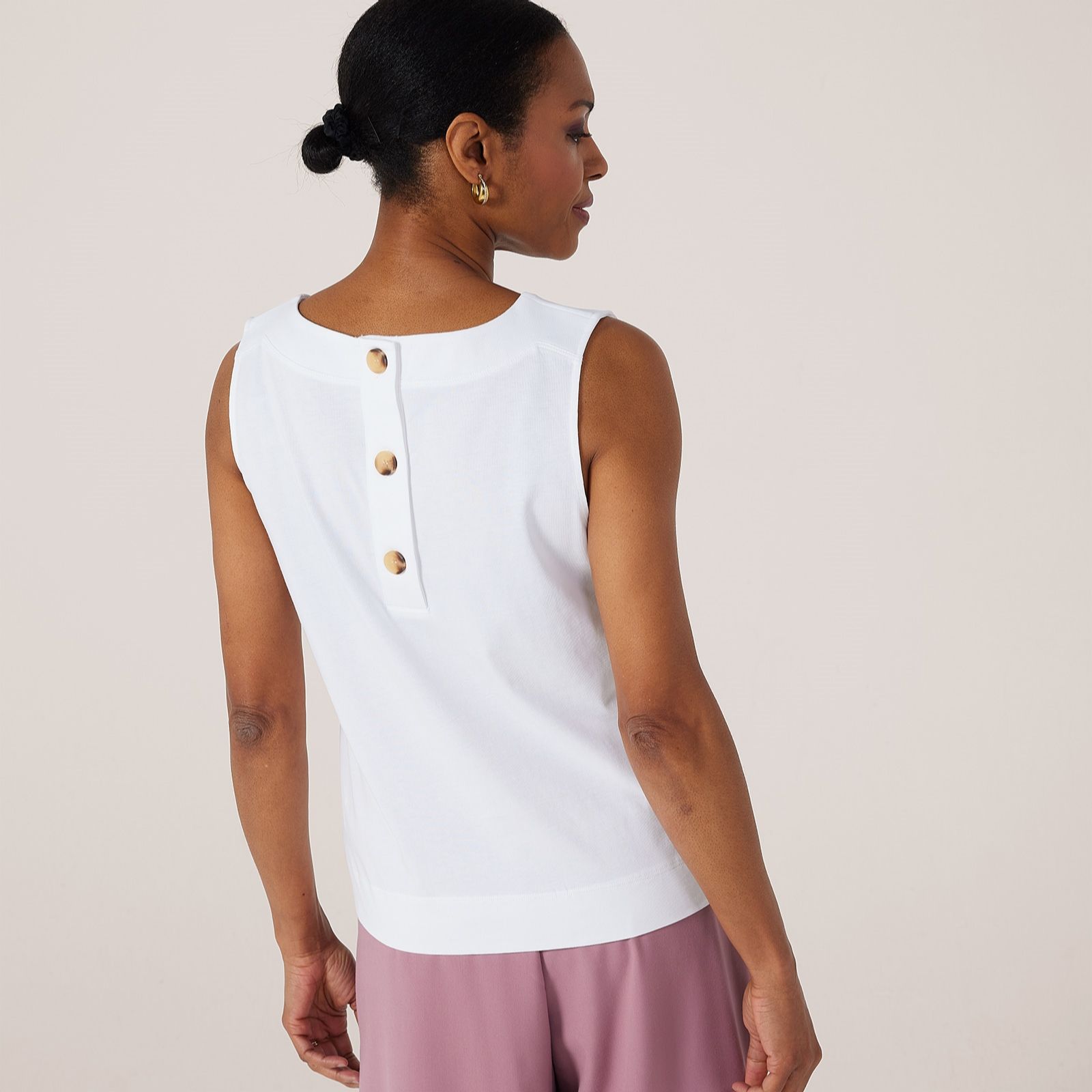 Hobbs London Fern Cotton Button Back Top