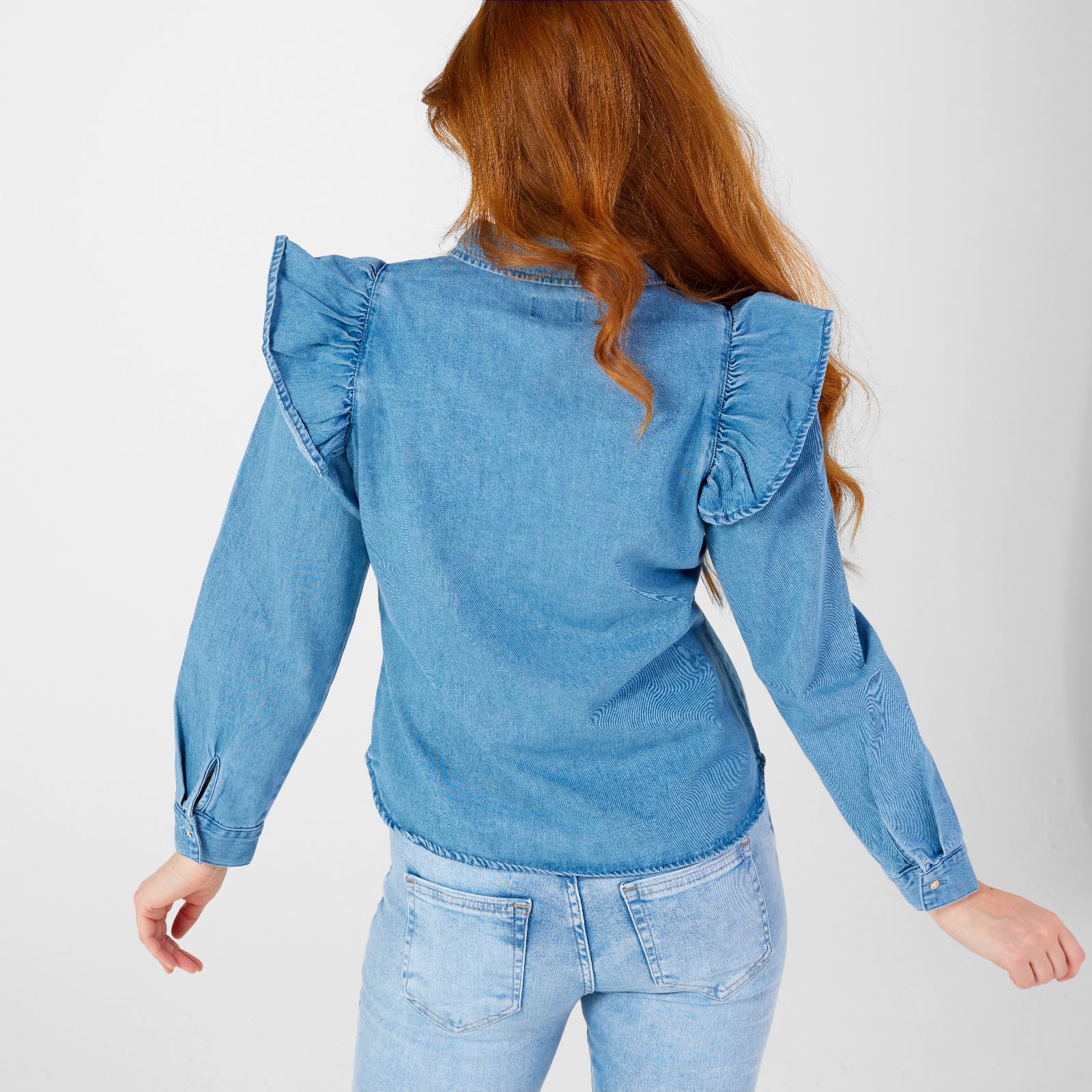 Only Frill Denim Shirt - QVC UK