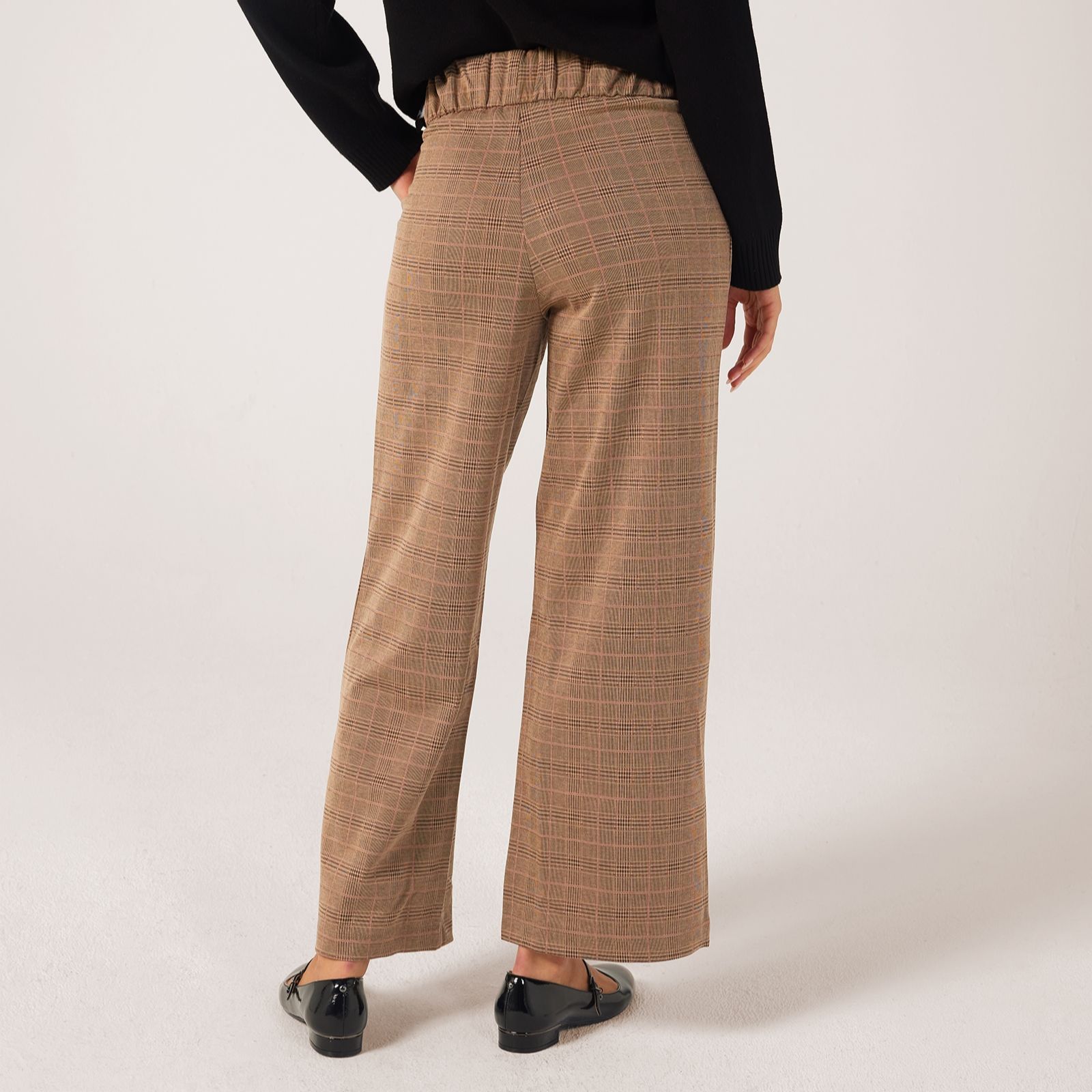 JDY JDYGEGGO MIA LONG CHECK PANT - Broek - sandshell/crème