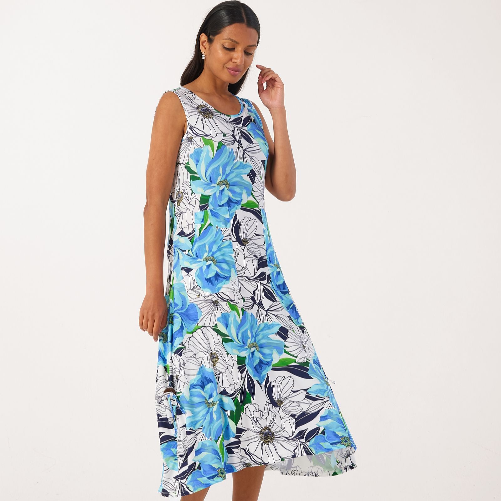 Nina Leonard Sleeveless Midi Dress With Novelty Pocket