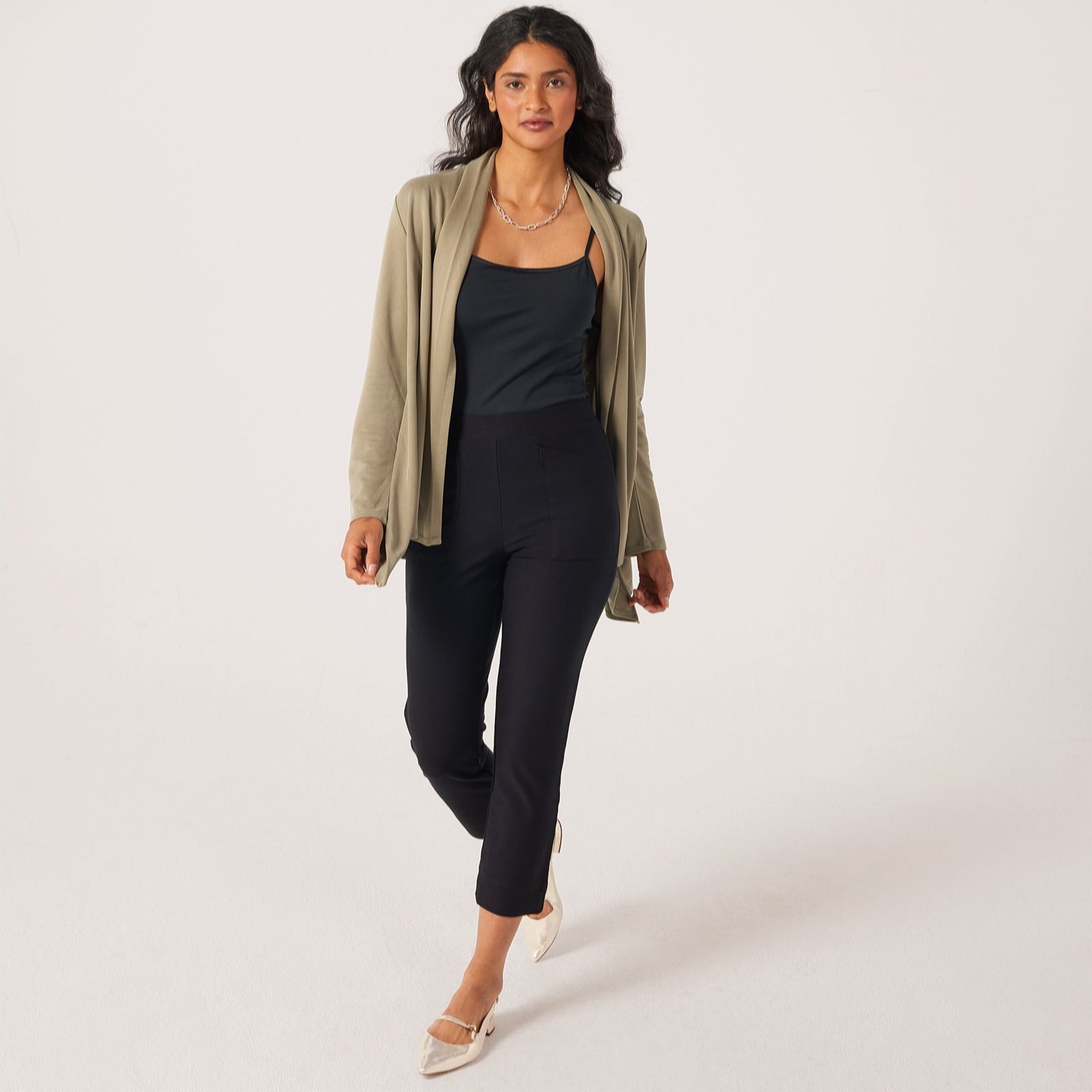 MarlaWynne Layers Knit Crepe Straight Trousers