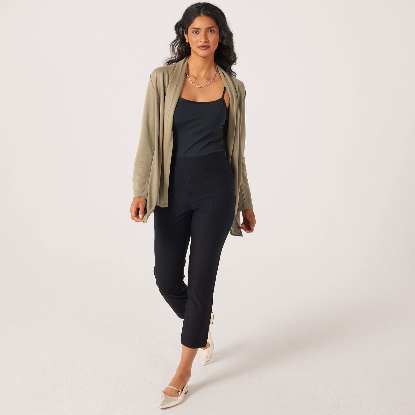 MarlaWynne Layers Knit Crepe Straight Trousers