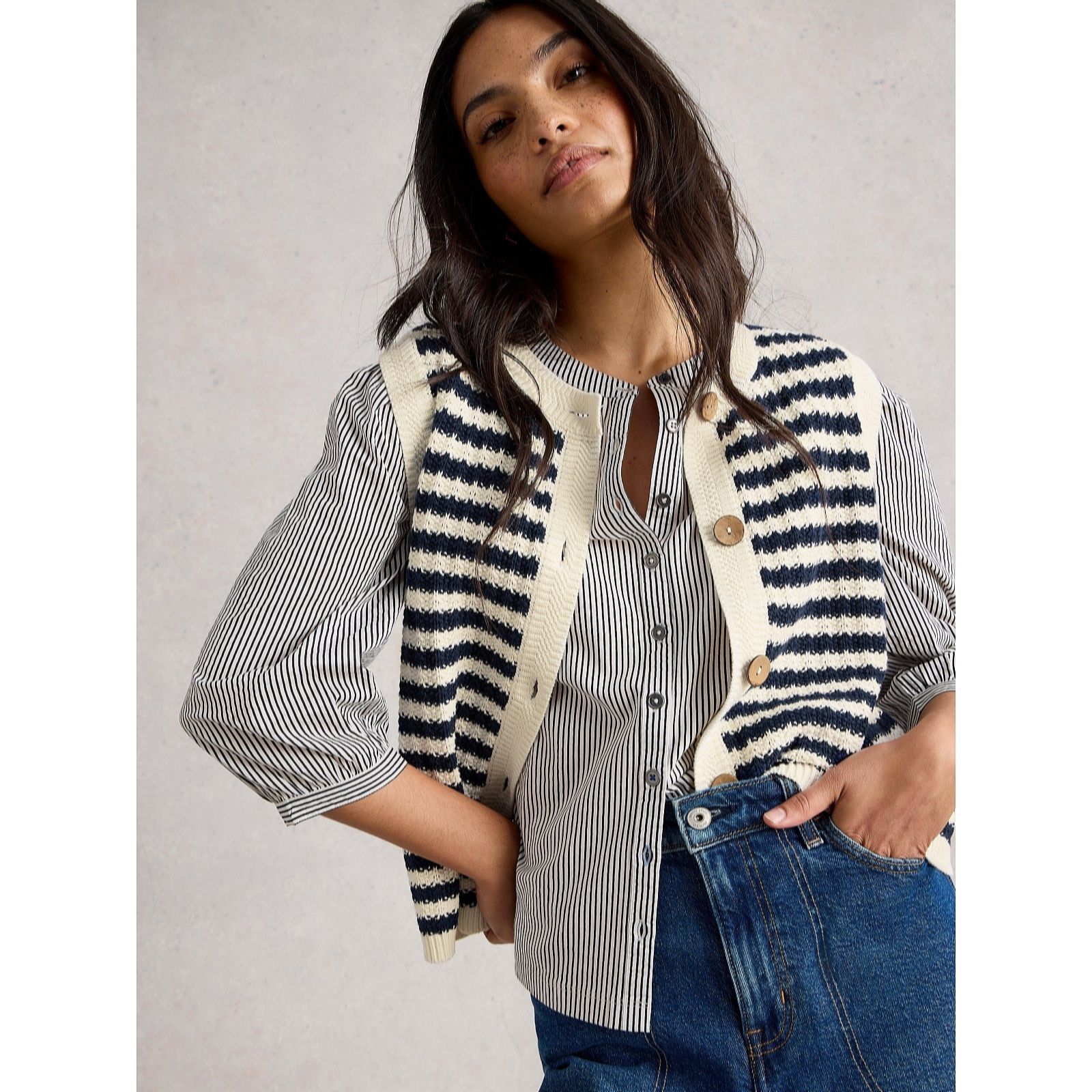 White Stuff Sienna Stripe Button Tank