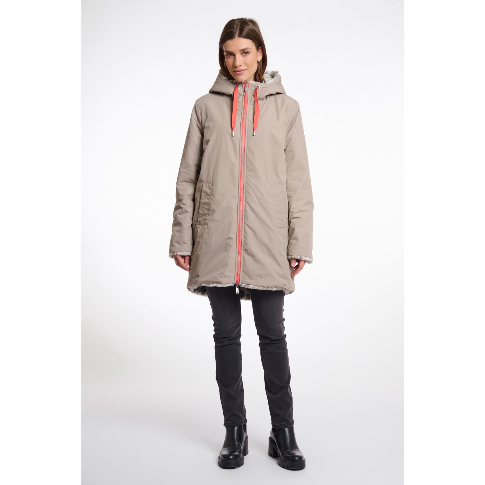 Rino & Pelle Javin Reversible Hooded Coat with Faux Fur