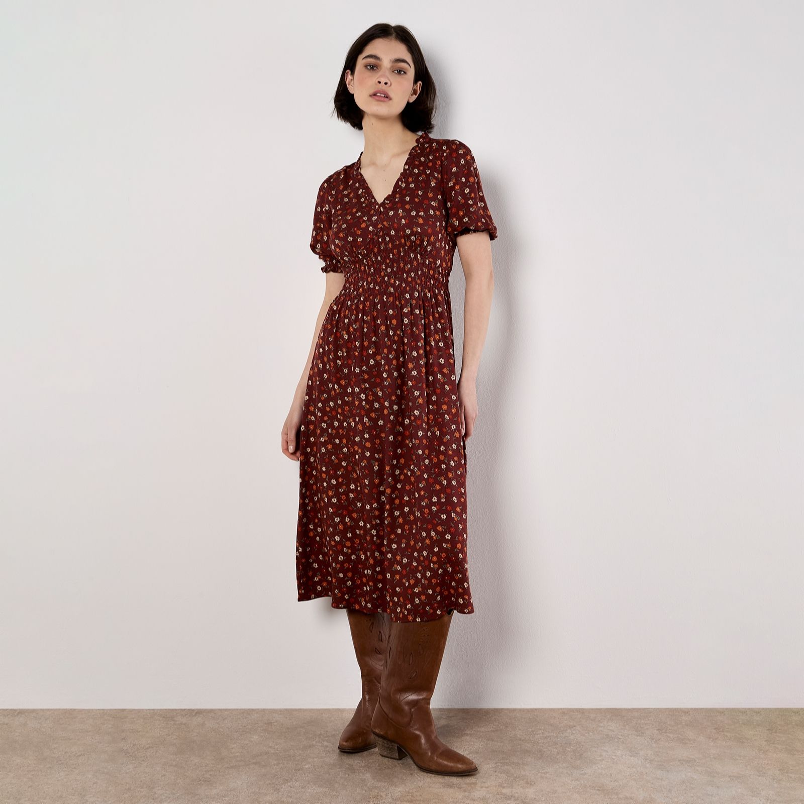 Apricot Scattered Ditsy Tea Dress