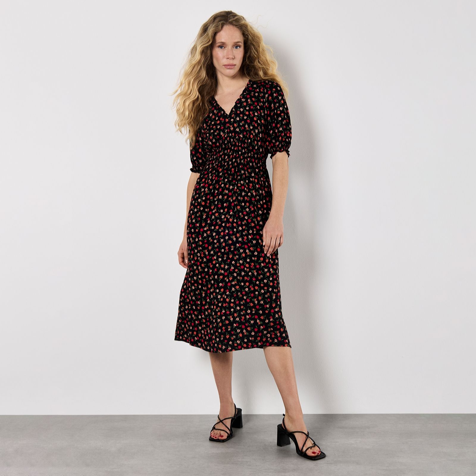 Apricot Scattered Ditsy Tea Dress